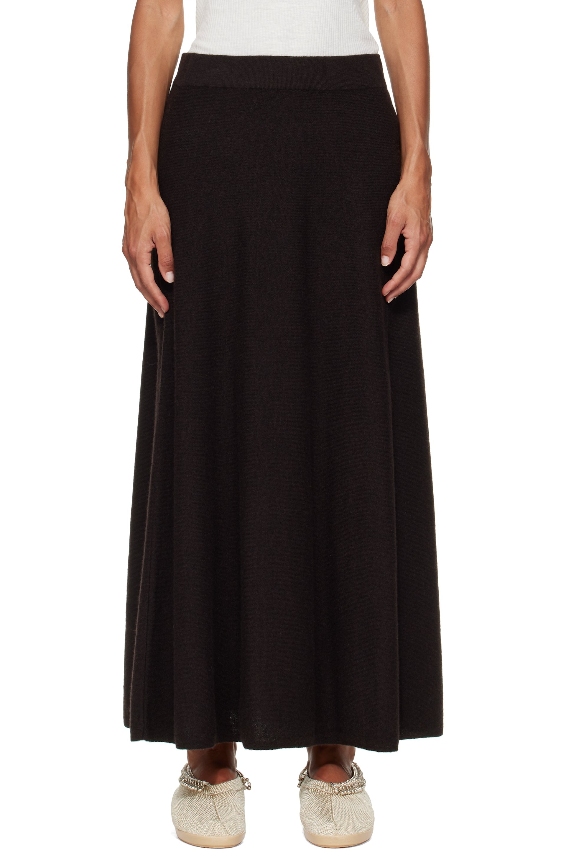 LISA YANG - Brown Torie Midi Skirt