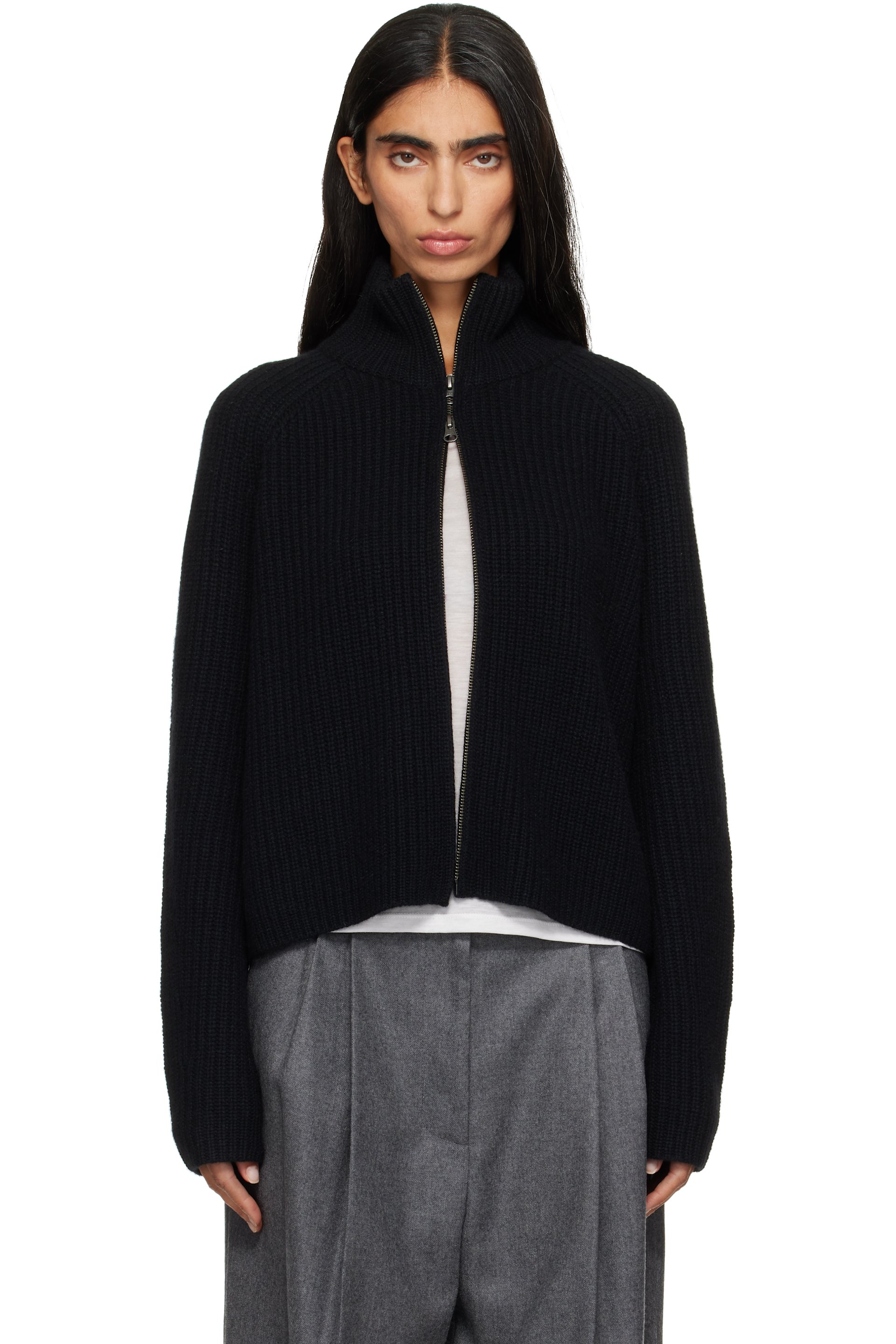 LISA YANG - Black Sadie Zip Sweater