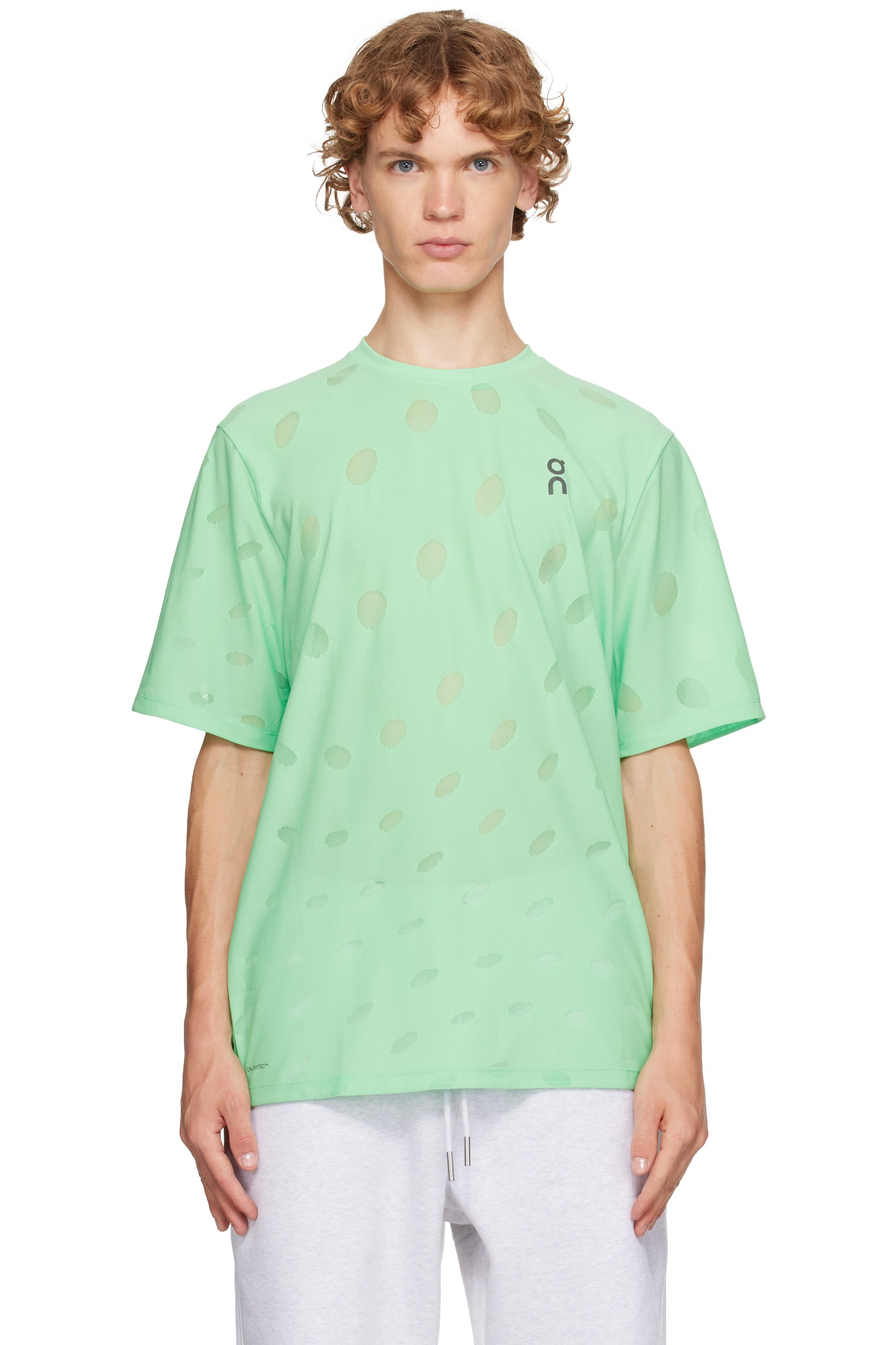 On - T-shirt de course Zero Breathe vert et blanc