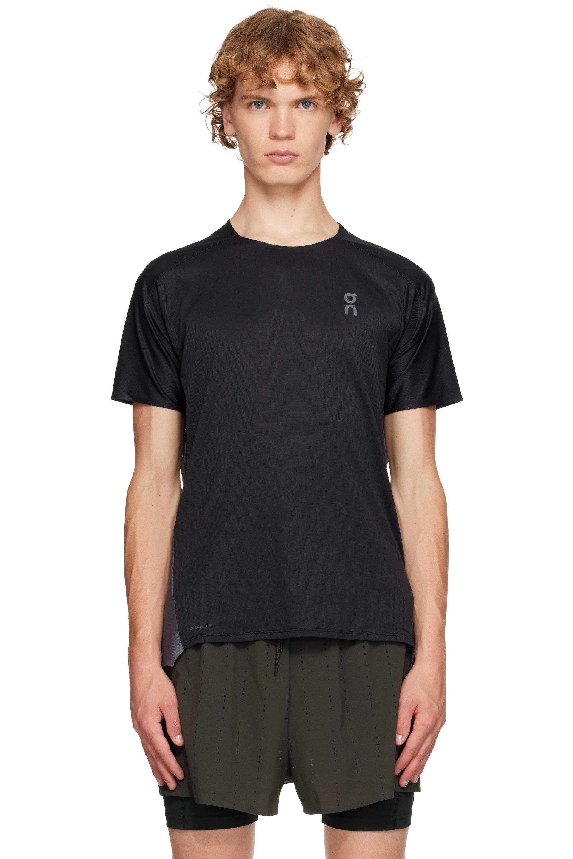 On - T-shirt de course Performance noir et gris