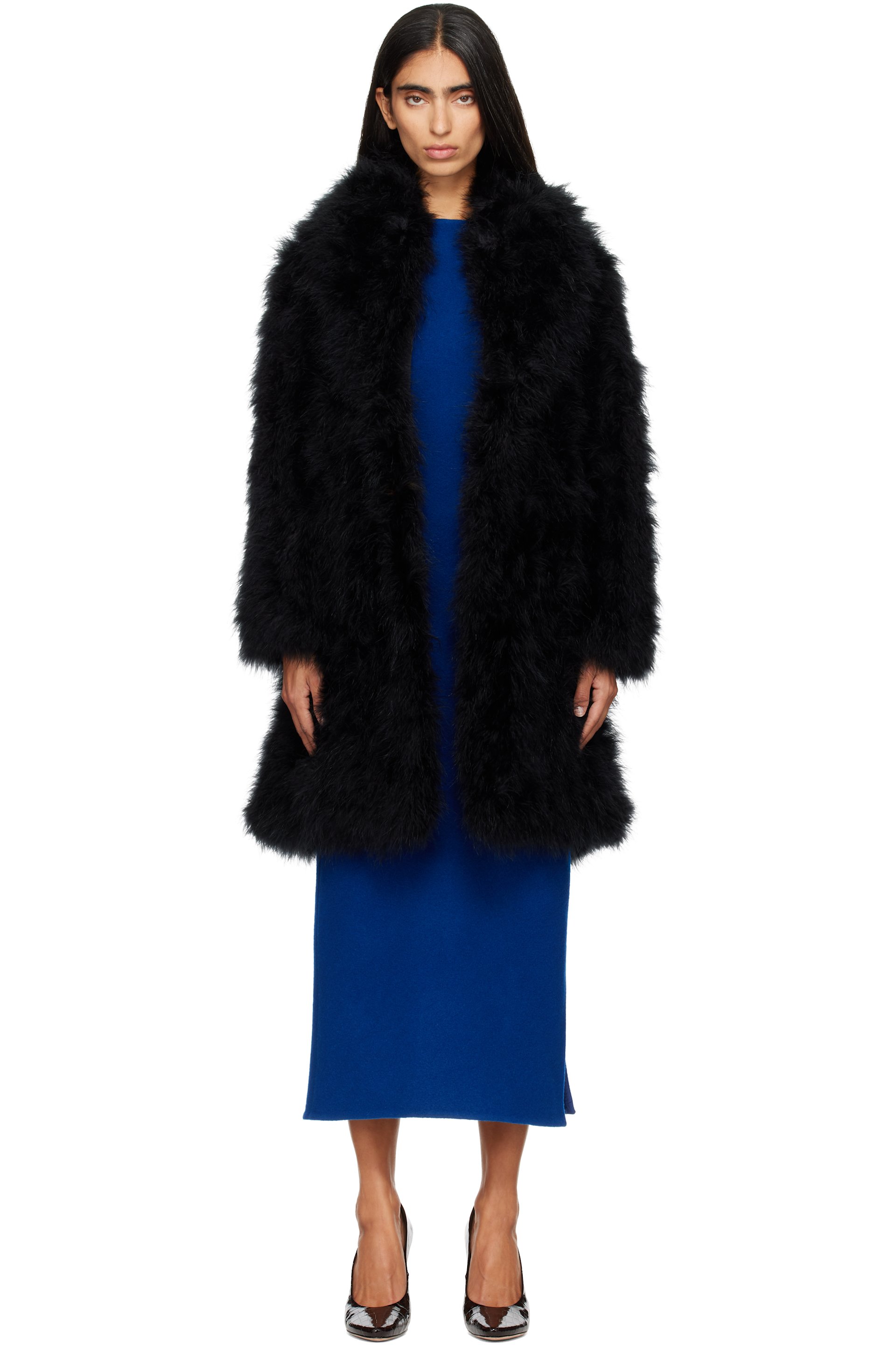 Yves Salomon - Black Turkey Feather Coat