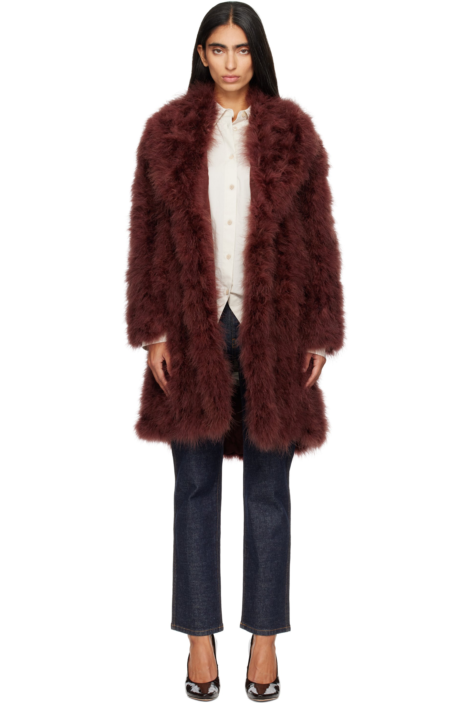 Yves Salomon - Brown Turkey Feather Coat