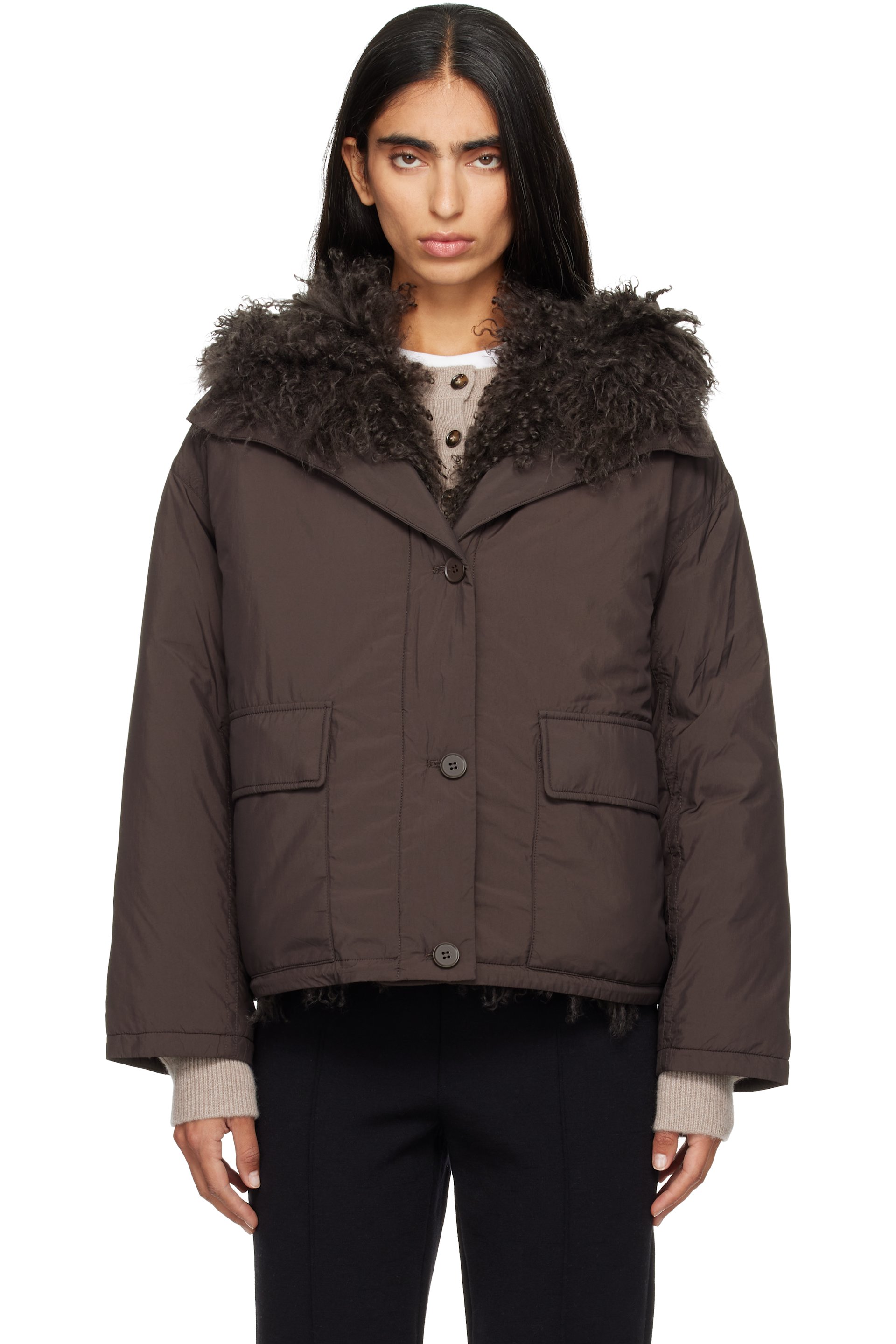 Yves Salomon - Brown Short Down Jacket
