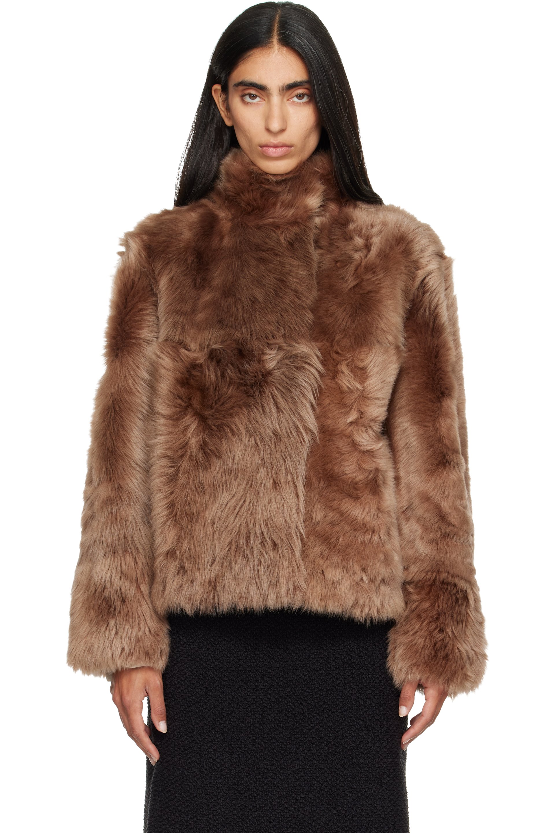 Yves Salomon - Brown Lambskin Shearling Short Jacket