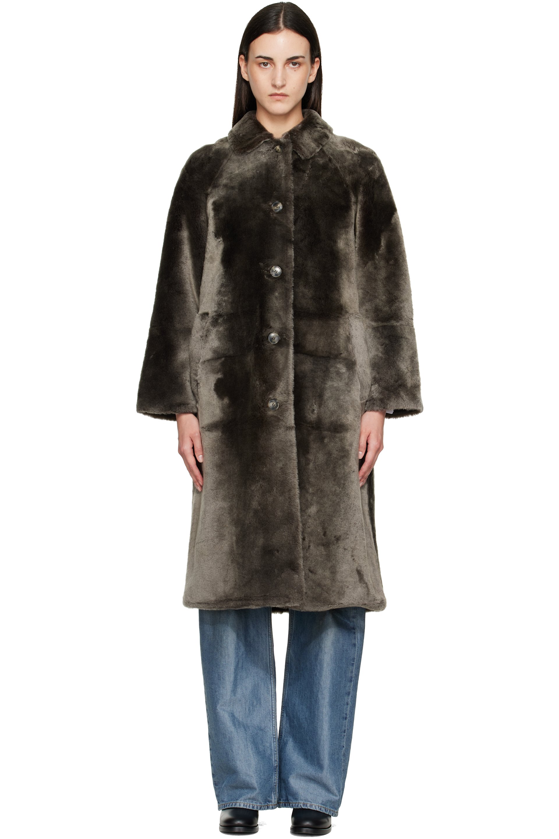Yves Salomon - Gray Shearling Coat