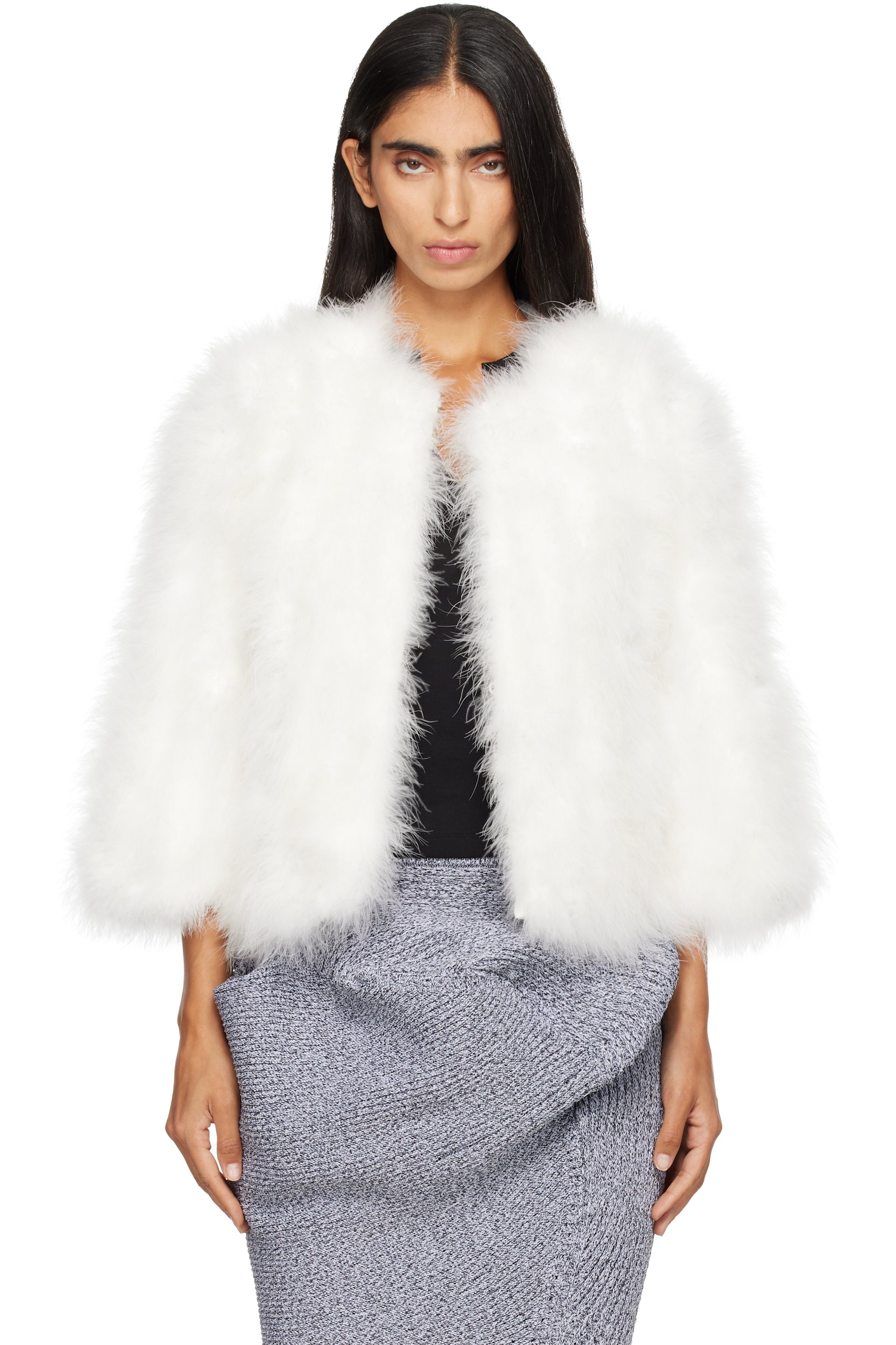 Yves Salomon - Off-White Turkey Feather Jacket
