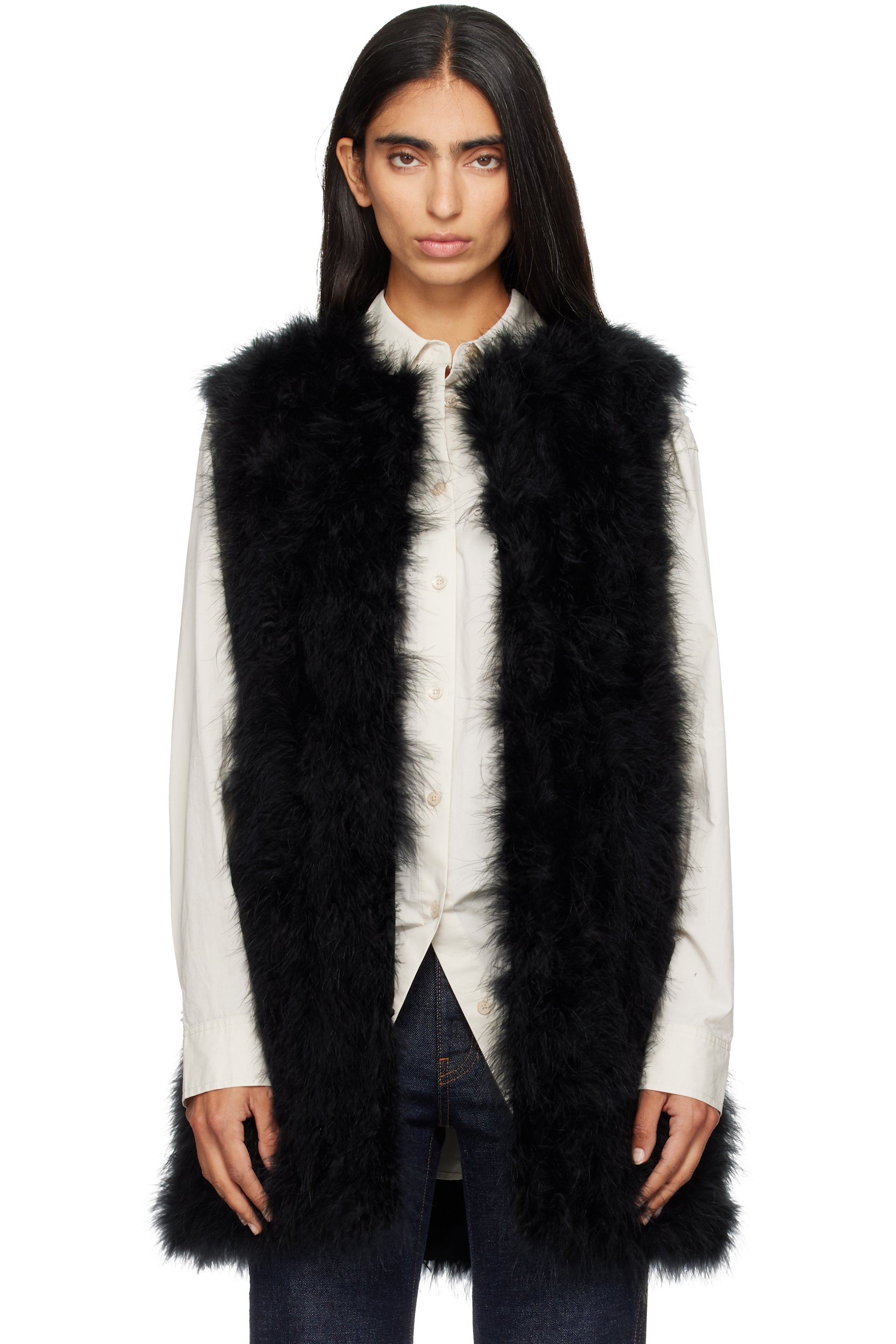 Yves Salomon - Black Turkey Feather Vest