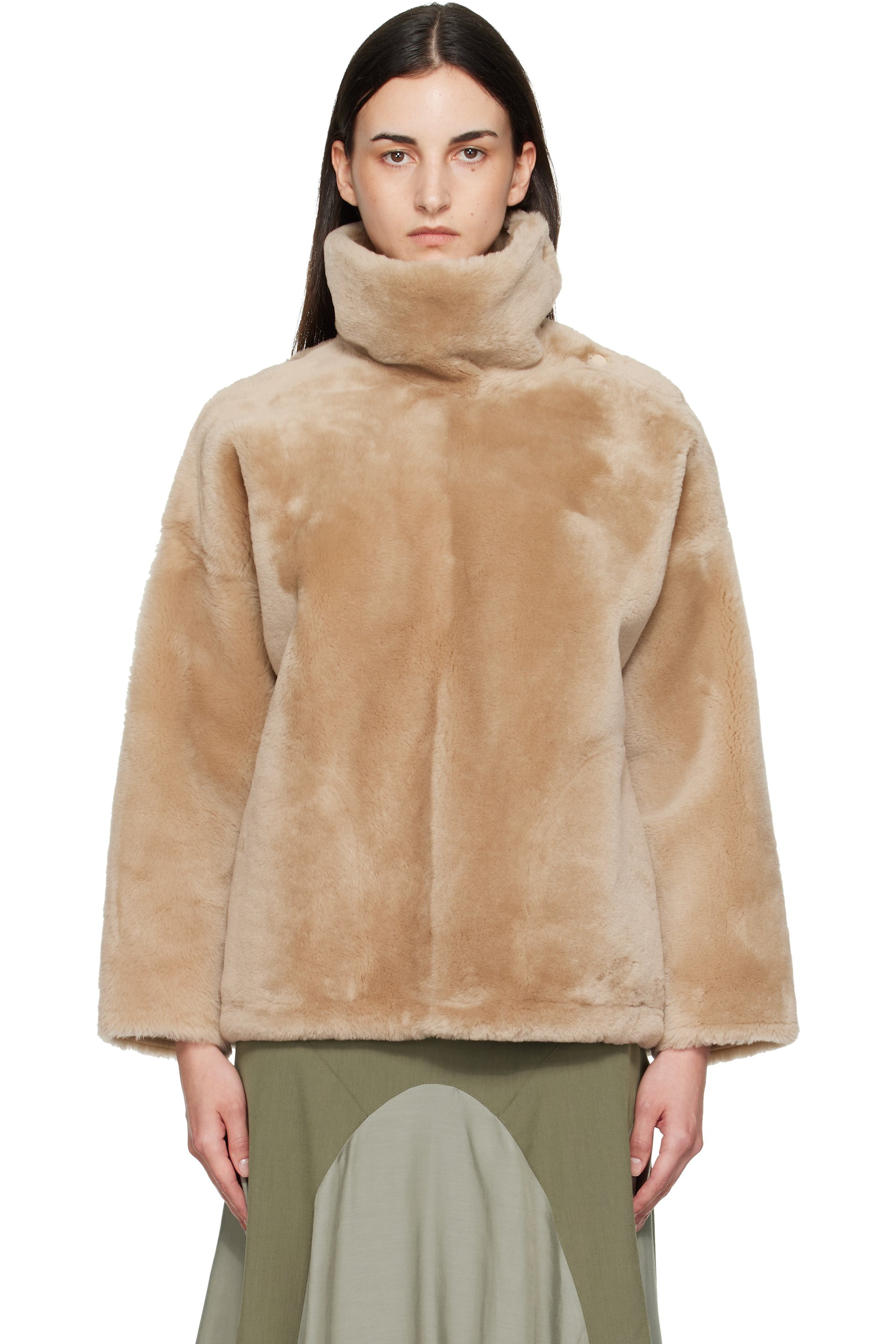 Yves Salomon - Beige Lambskin Shearling Jacket