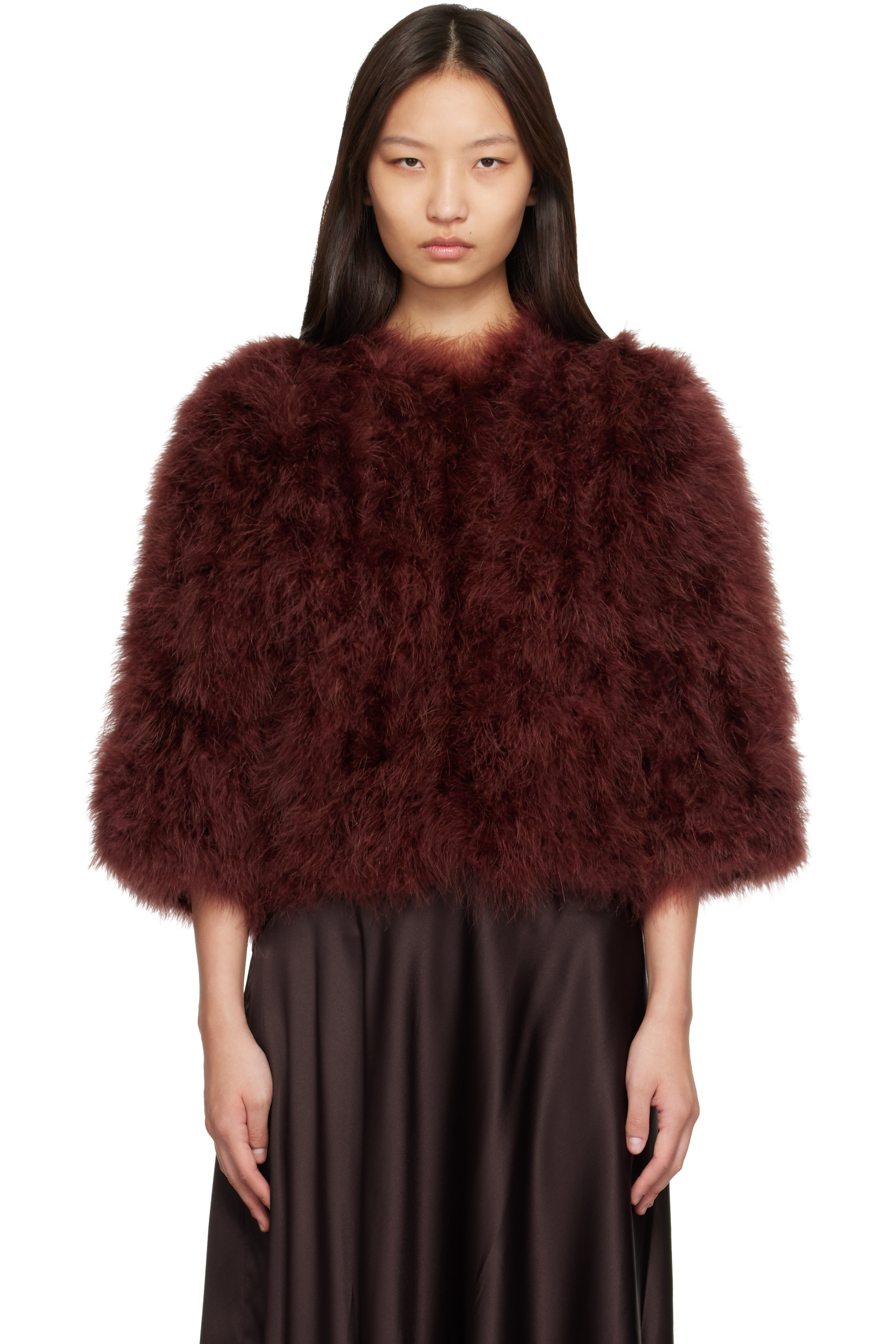 Yves Salomon - Blouson brun en plumes