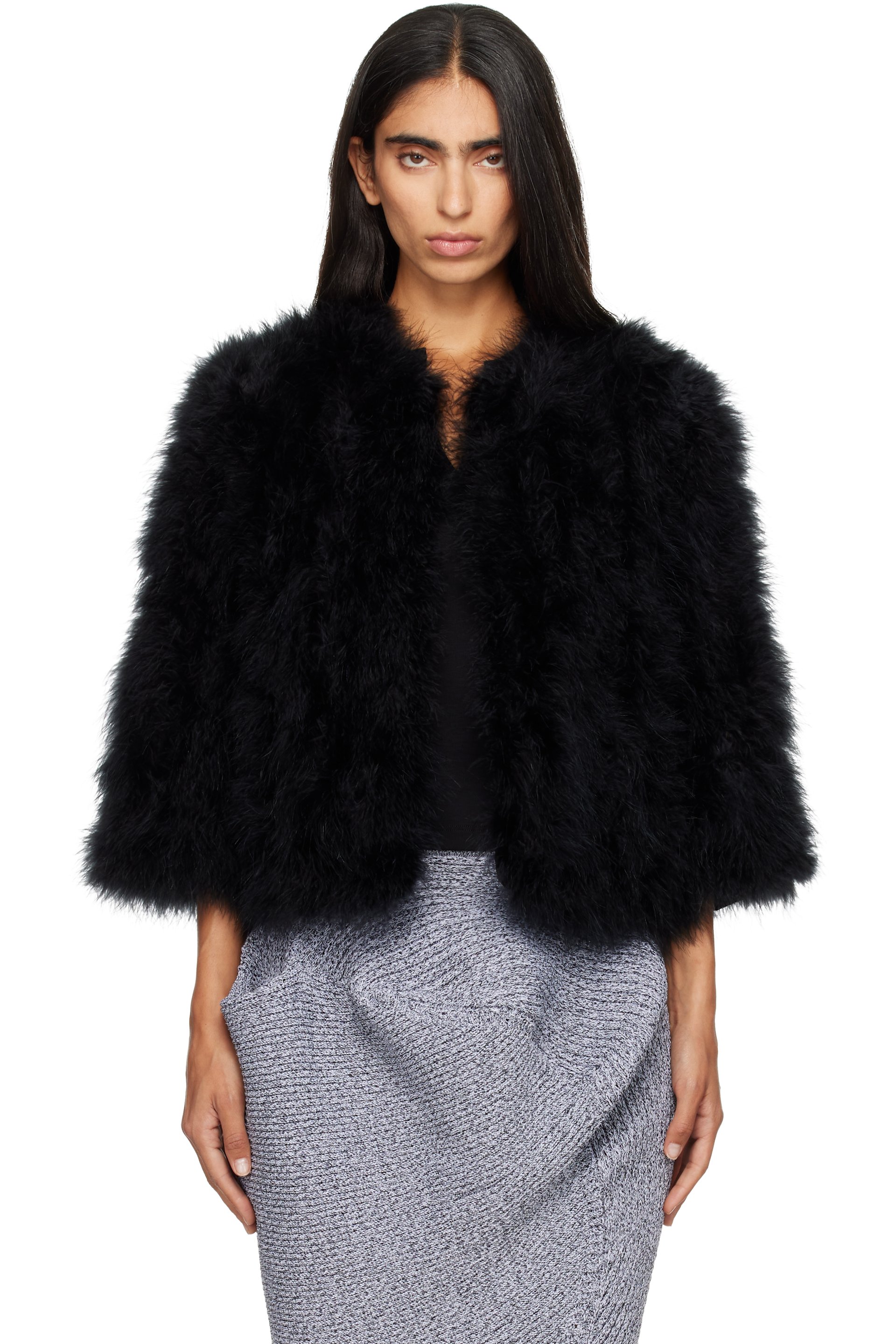 Yves Salomon - Black Turkey Feather Jacket