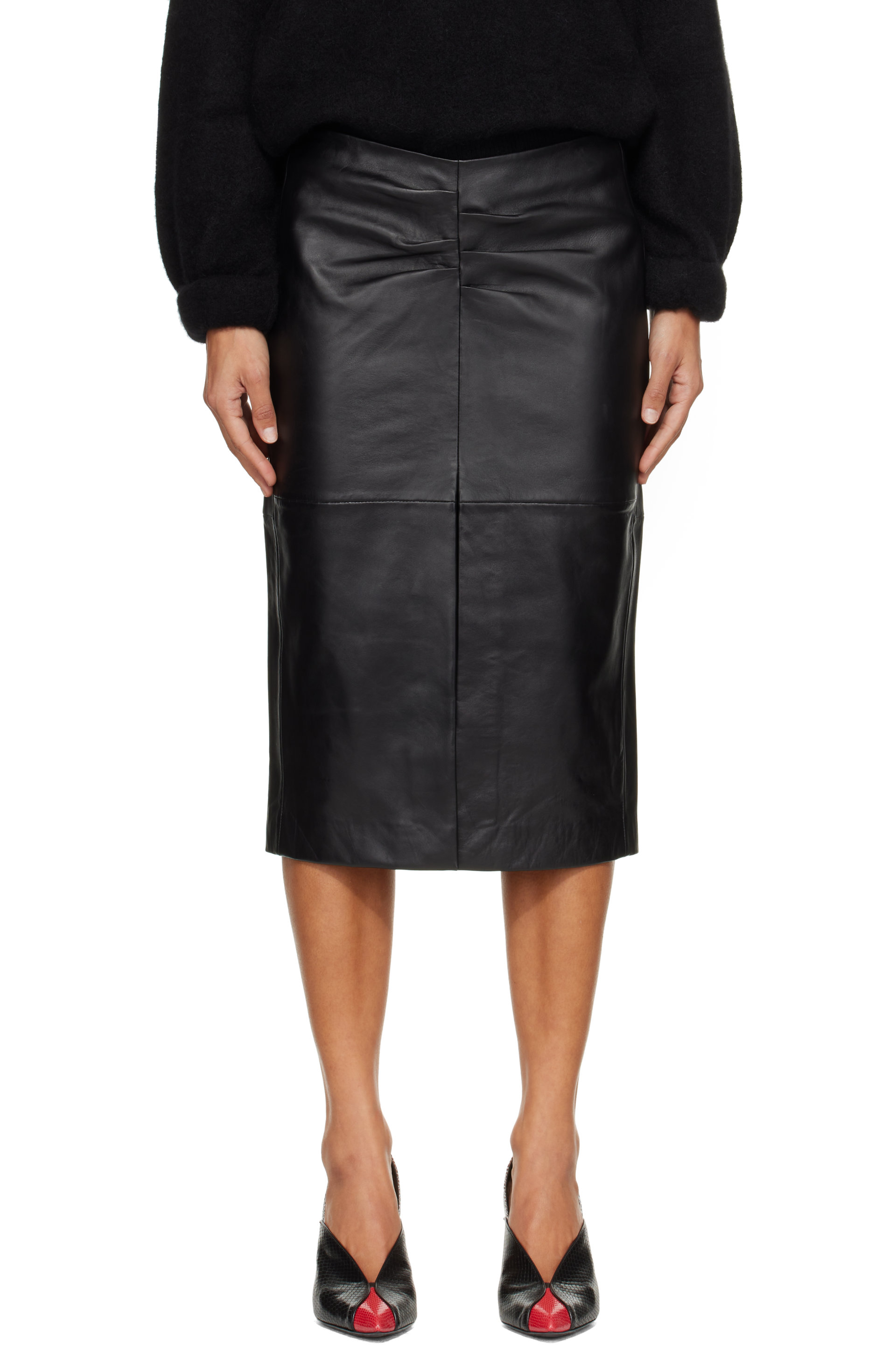 Isabel Marant - Black Tuline Leather Midi Skirt