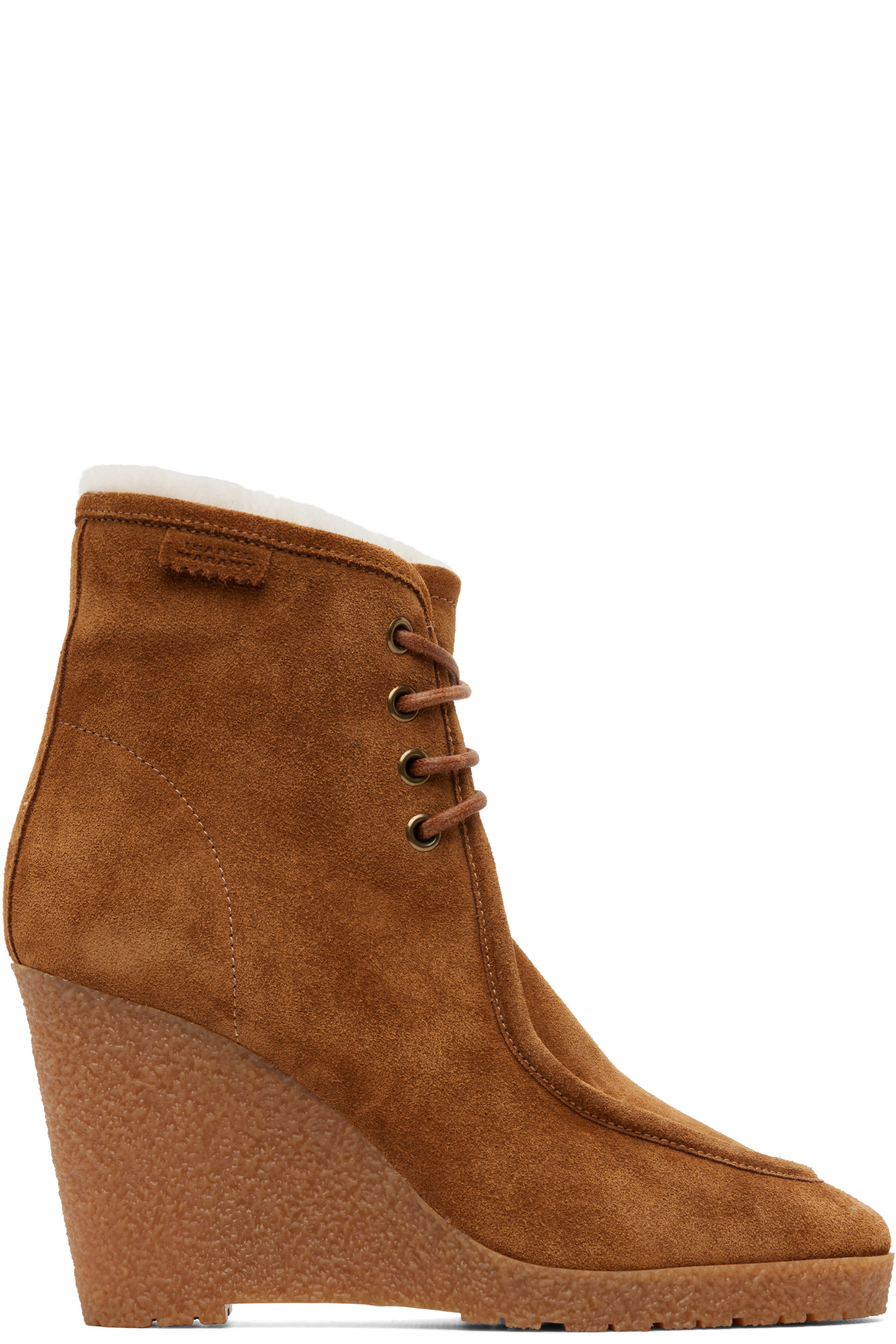 Isabel Marant - Bottes à talon compensé Cylia brun clair à doublure en peau retournée
