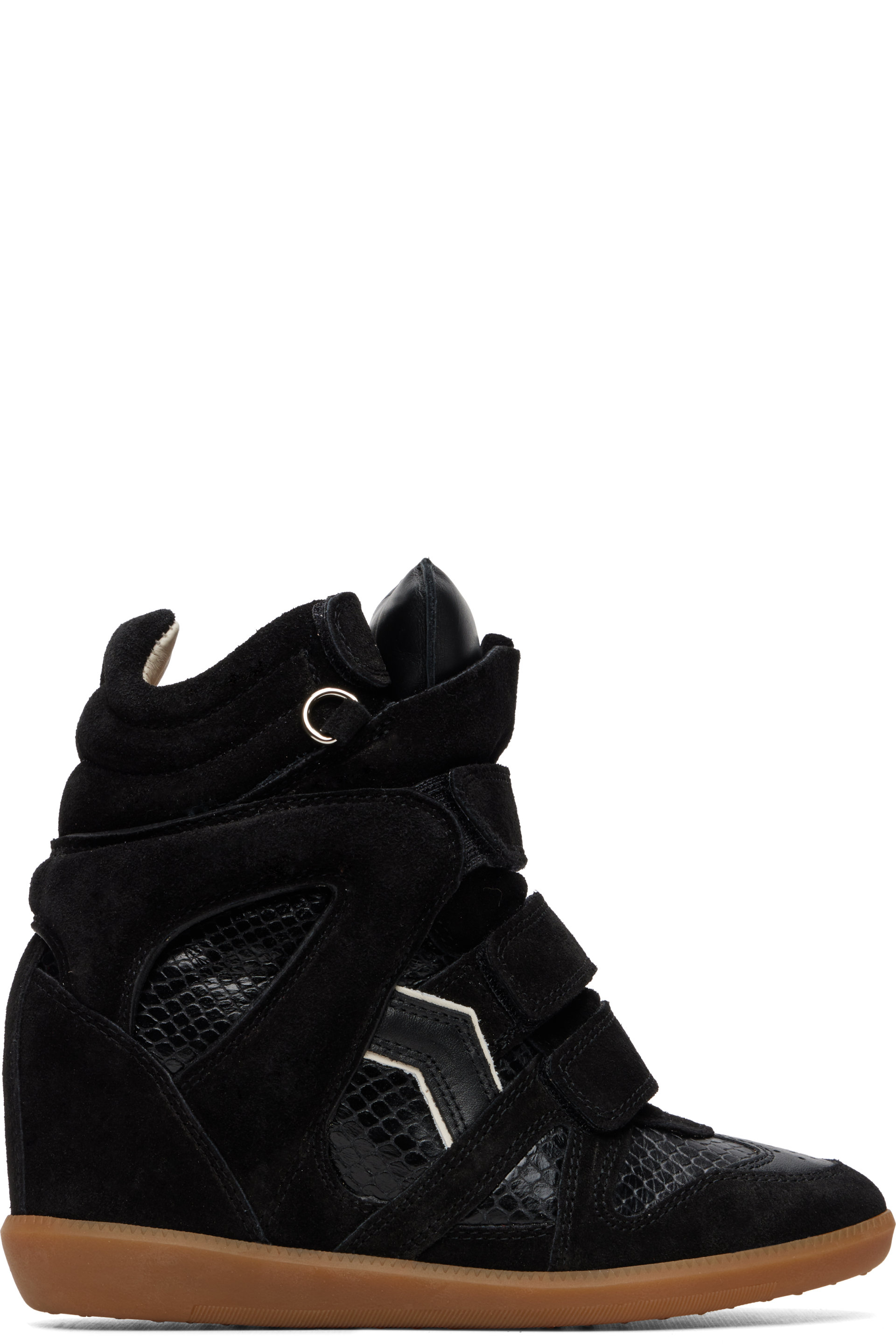 Isabel Marant - Baskets Bekett noir en cuir gaufré façon serpent à anneau