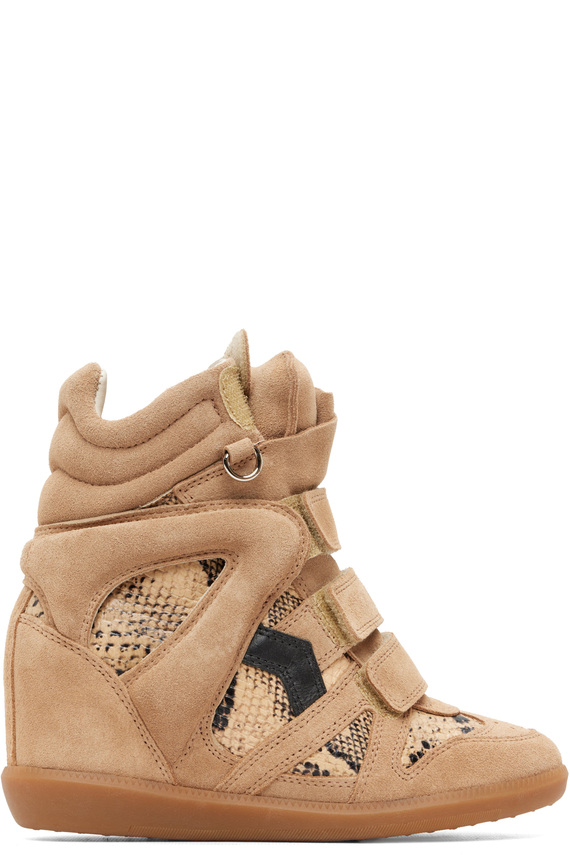 Isabel Marant - Baskets Bekett taupe en cuir gaufré façon serpent à anneau