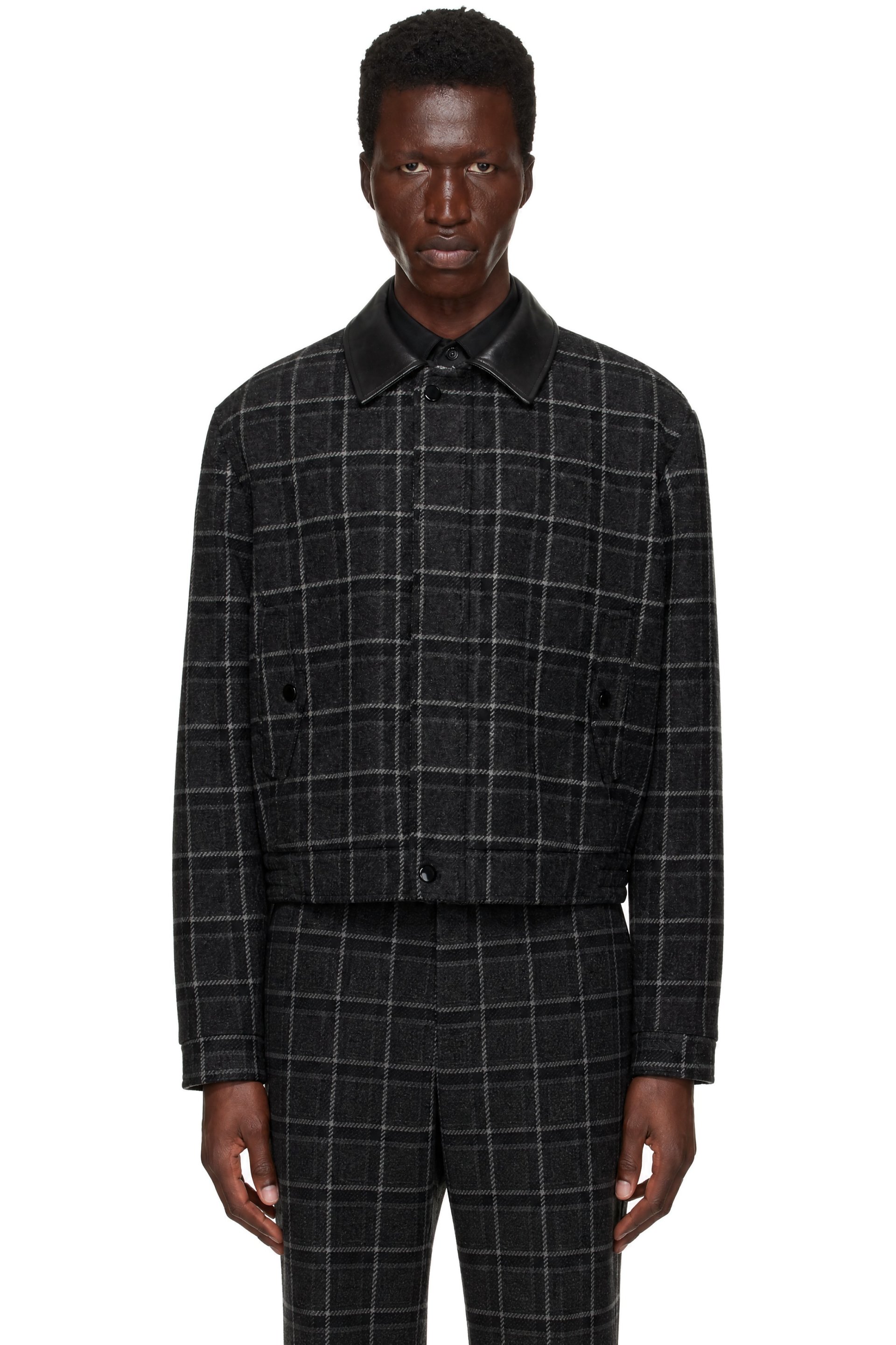 Ernest W. Baker - SSENSE Exclusive Gray Check Bomber Jacket