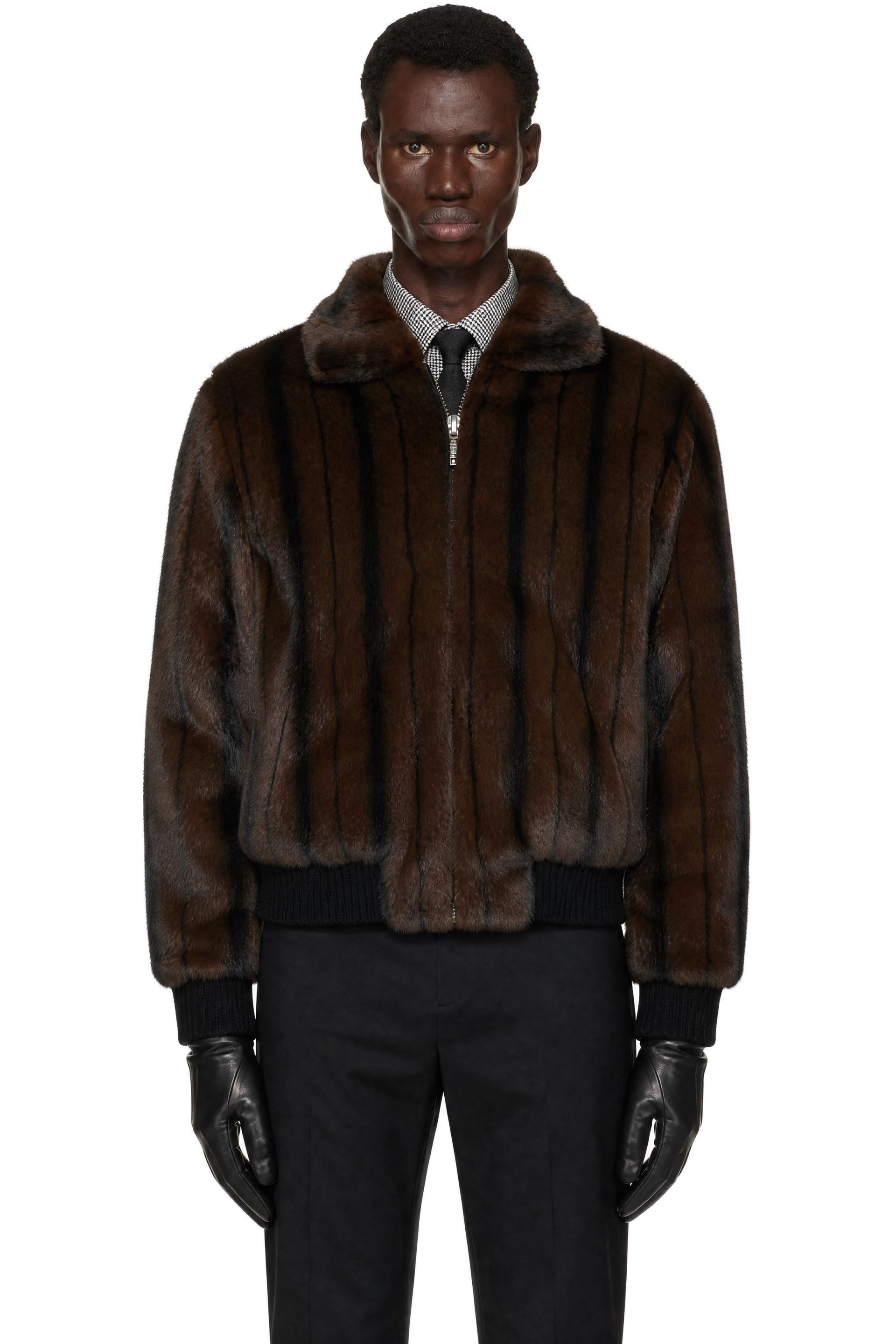 Ernest W. Baker - Brown Faux-Mink Harrington Jacket