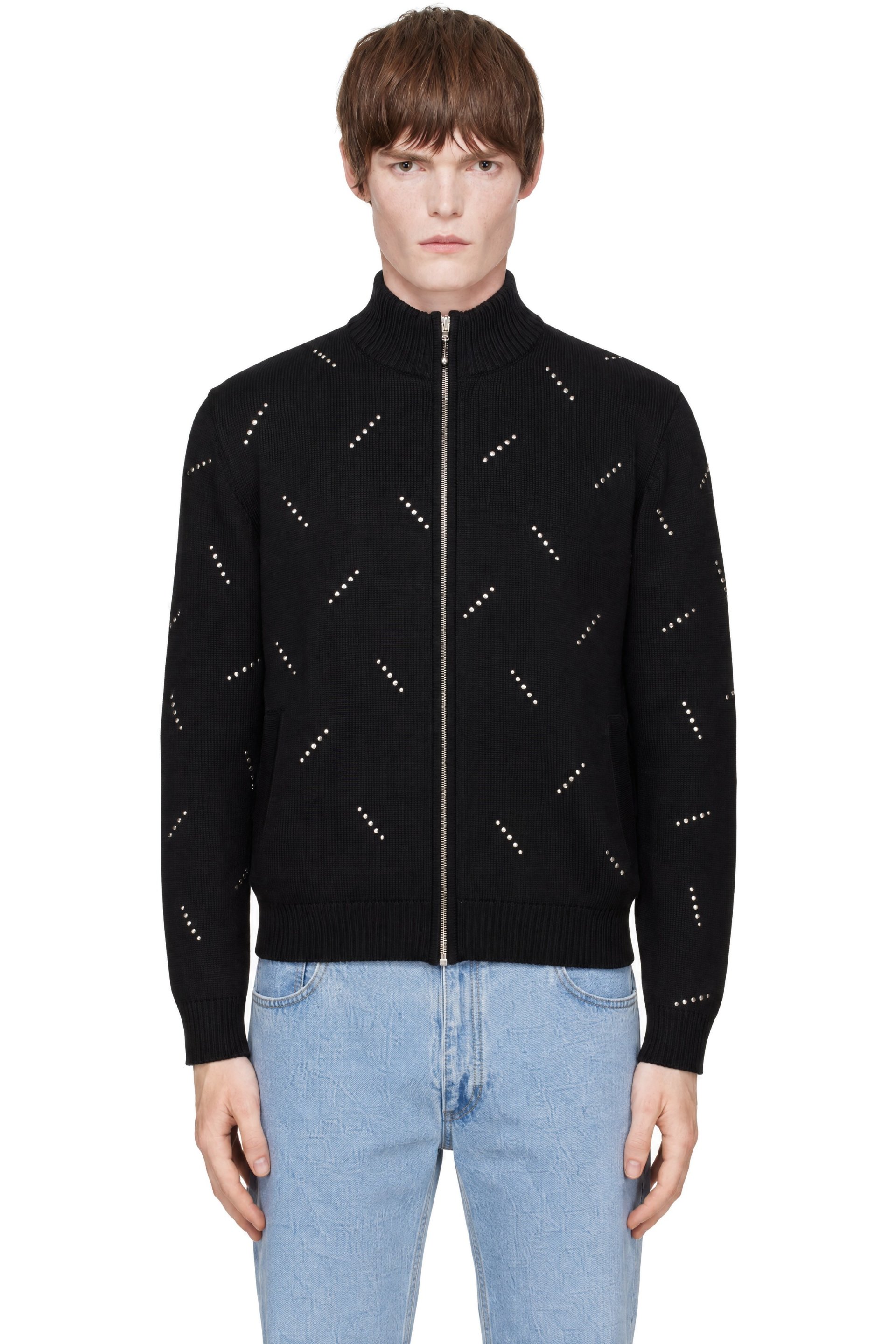ERNEST W. BAKER - Blouson de survêtement noir en tricot à cristaux Swarovski