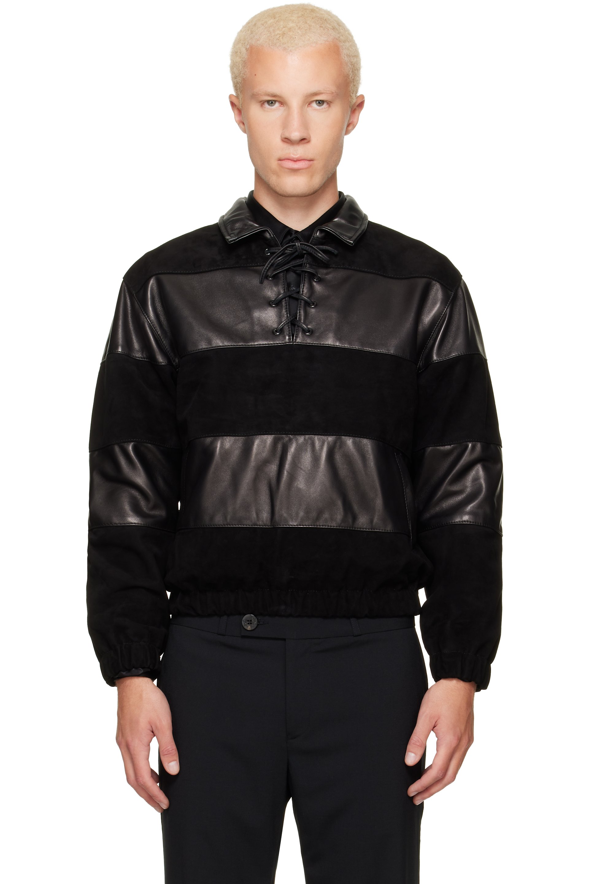 Ernest W. Baker - Black Leather & Suede Sailor Jacket