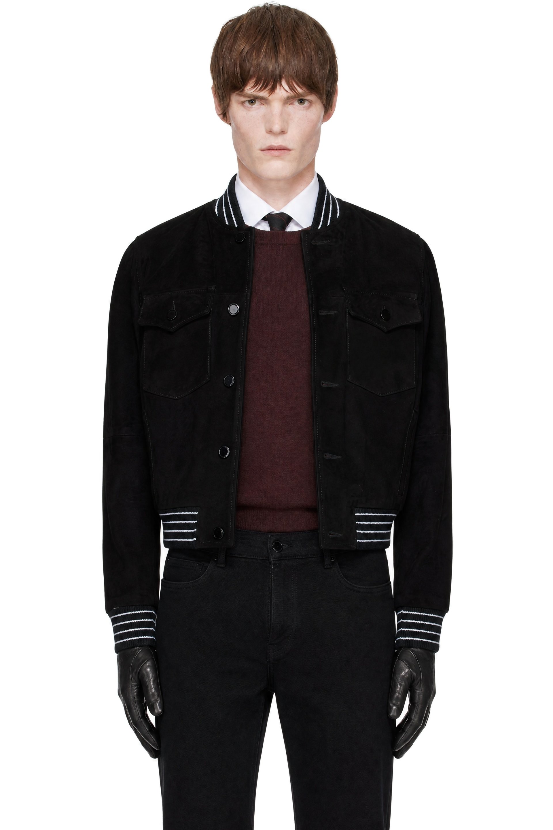 Ernest W. Baker - Black Suede Varsity Jacket