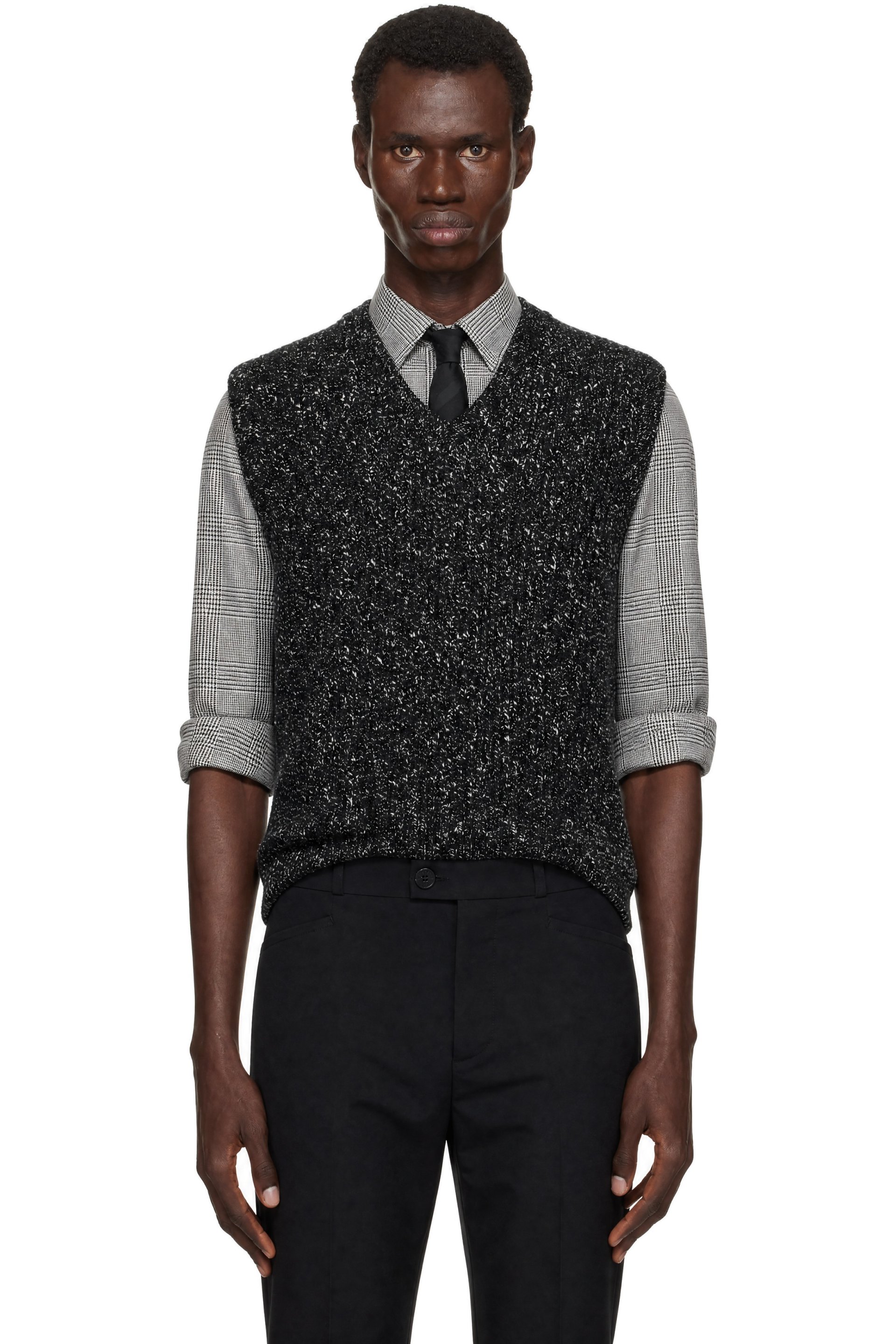 Ernest W. Baker - Black & Off-White Tweed Vest