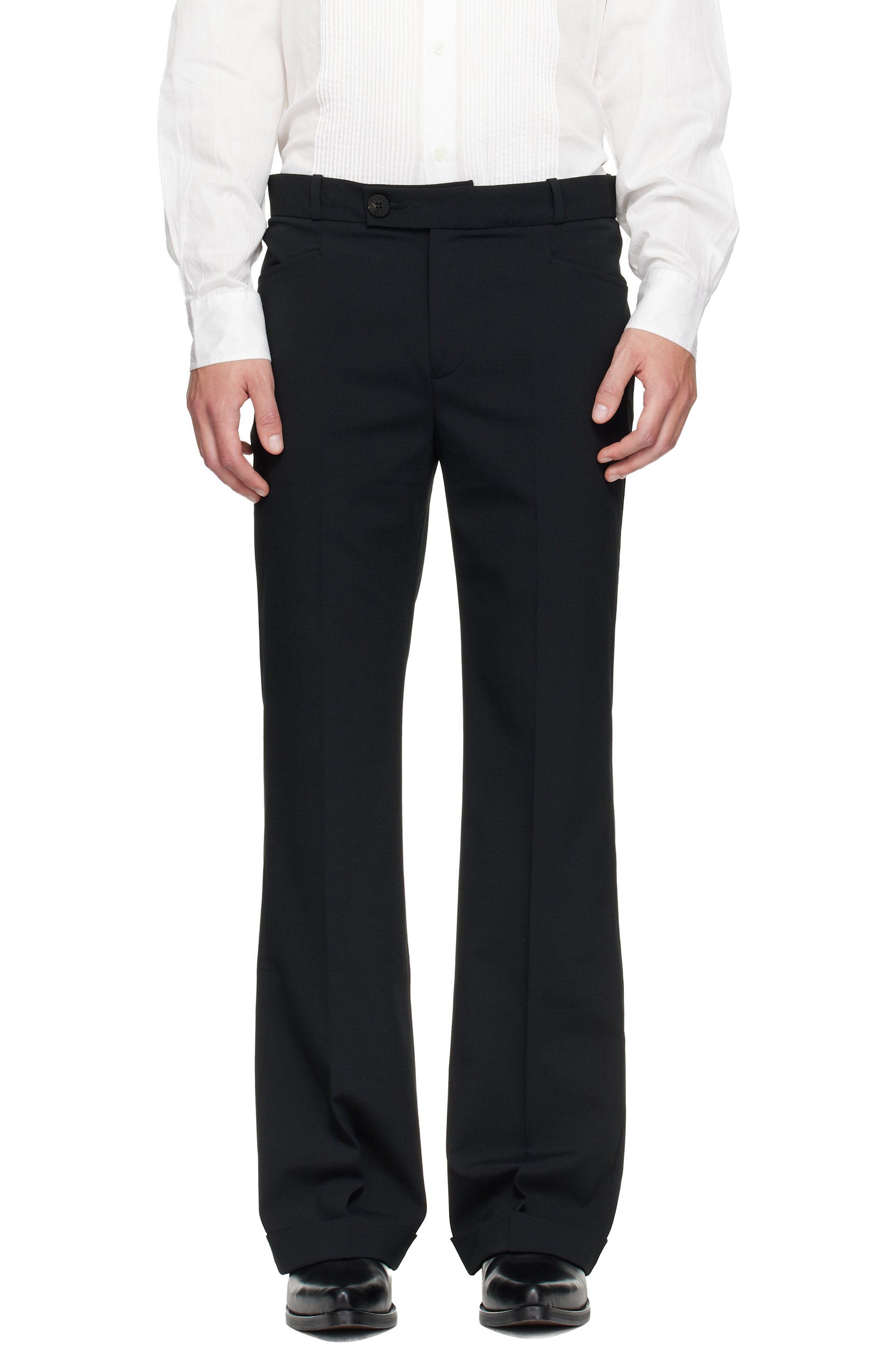 Ernest W. Baker - Black Cuffed 70's Trousers