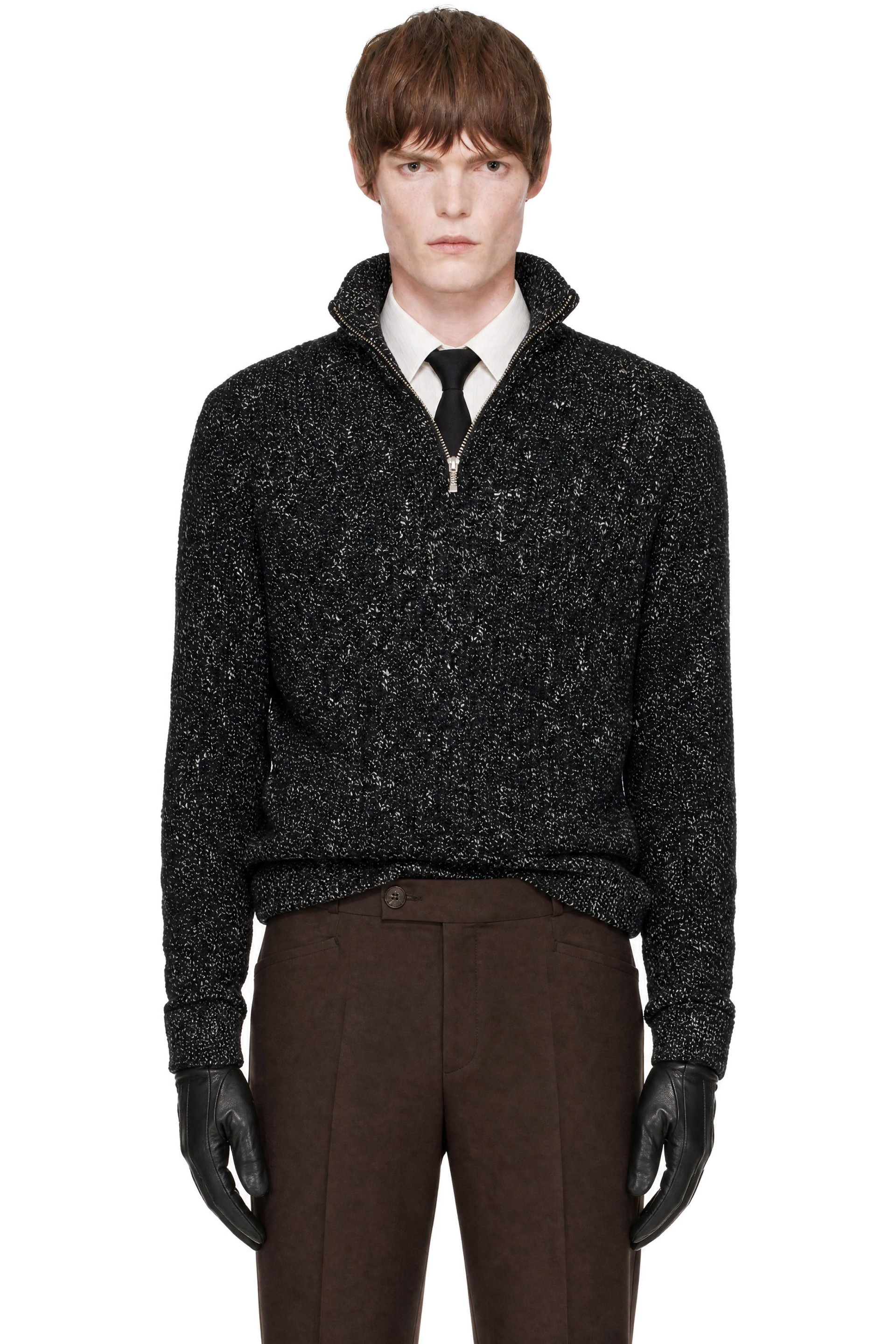 Ernest W. Baker - Black & Off-White Half-Zip Sweater
