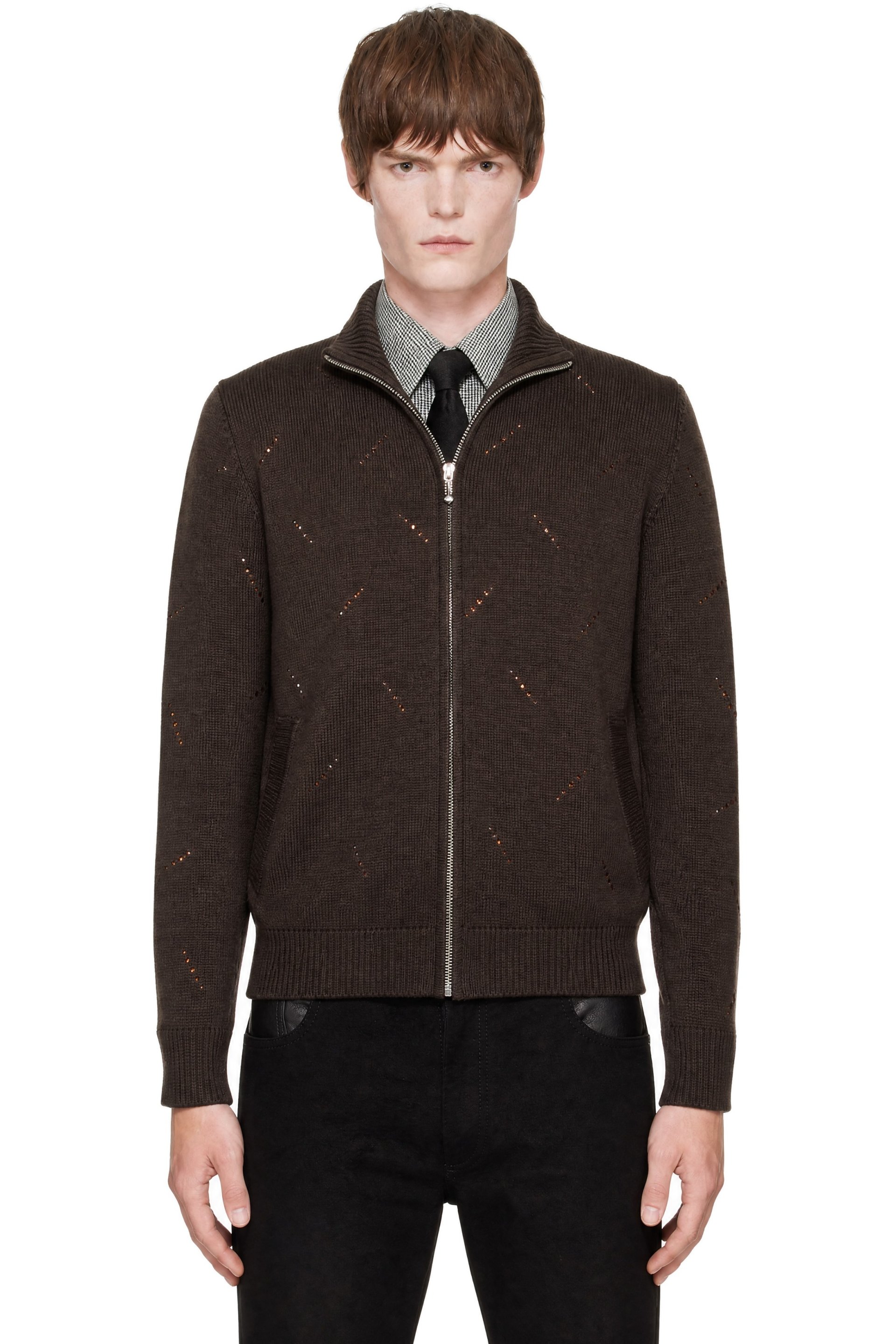 ERNEST W. BAKER - Blouson de survêtement brun à cristaux exclusif à SSENSE