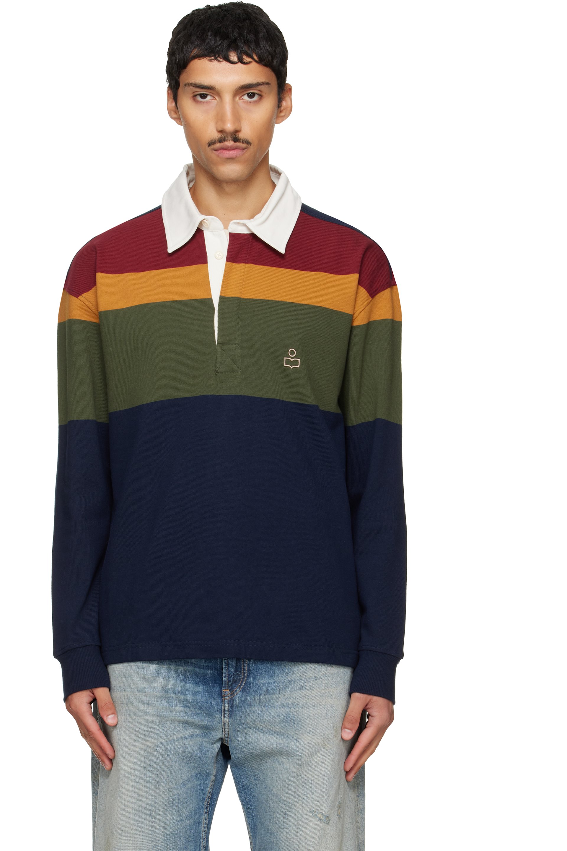 Isabel Marant - Navy & Khaki Brandon Plastron Polo
