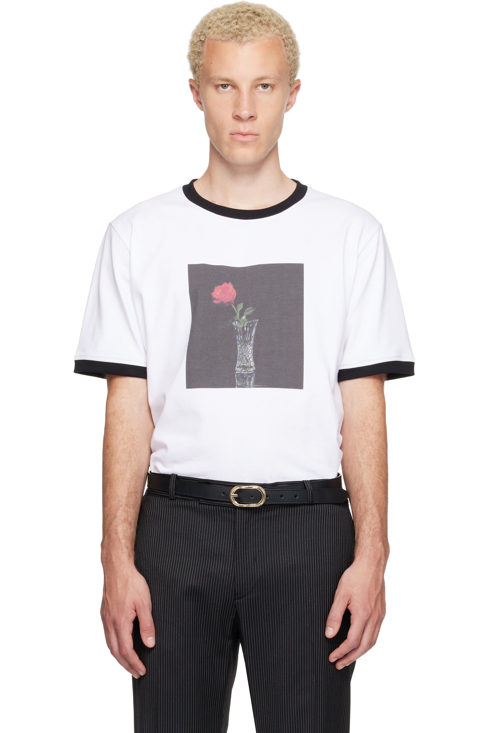 Ernest W. Baker - White Rose Print T-shirt