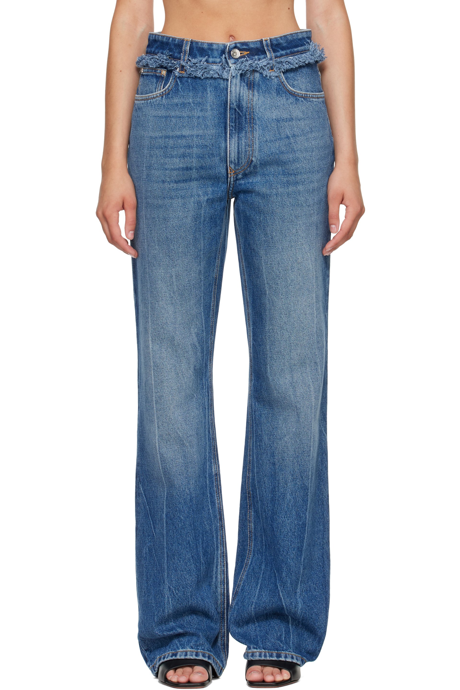 Rabanne - Blue Fringed Straight Jeans