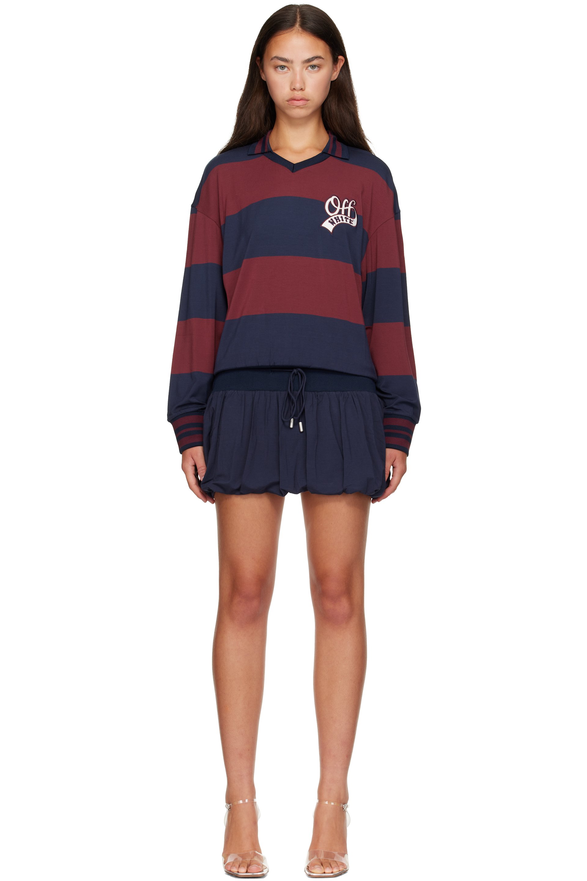 Off-White - 海军蓝 Striped Interlock Polo 连衣裙