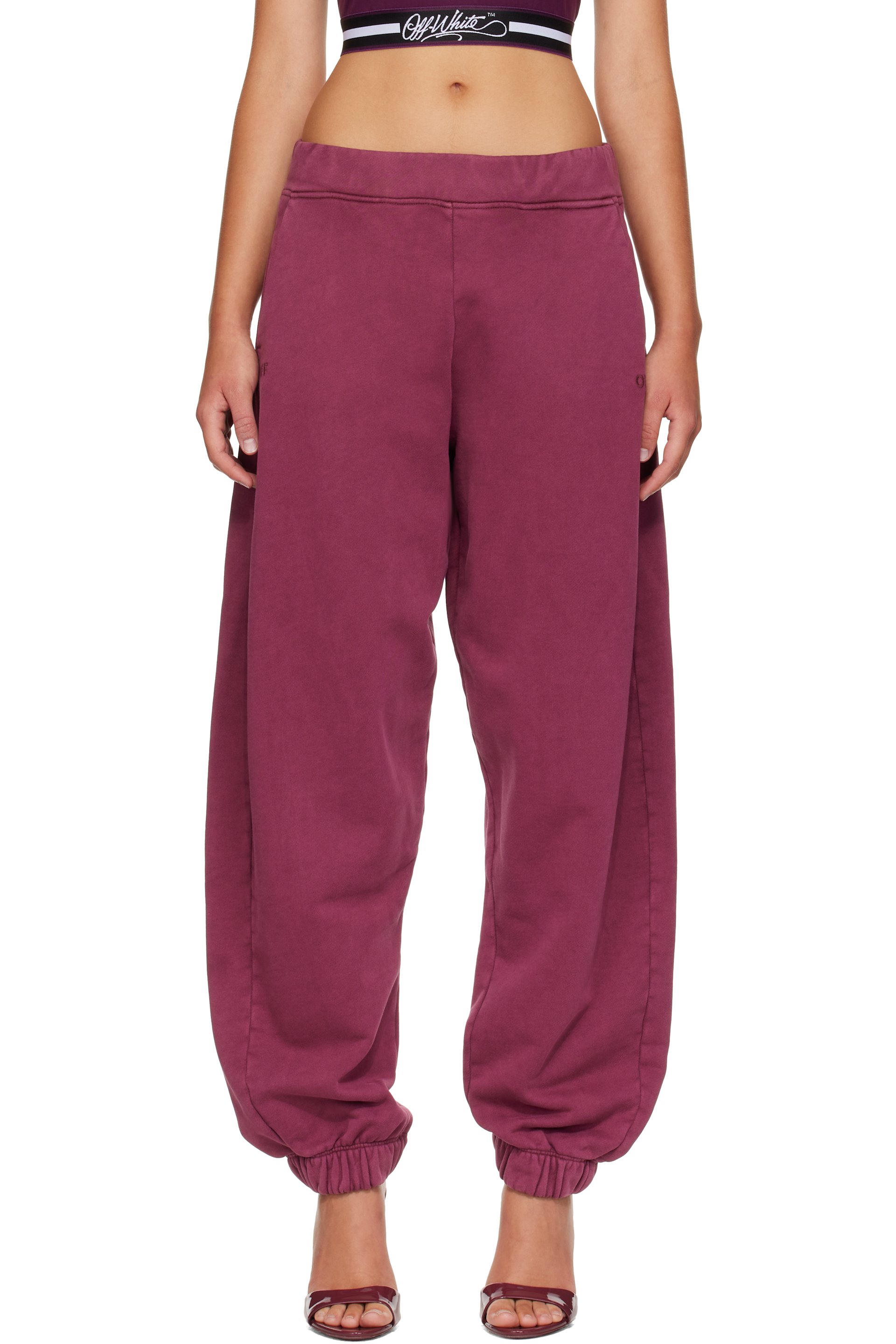 Off-White - Burgundy 'Off' Stamp Balloon Sweatpants