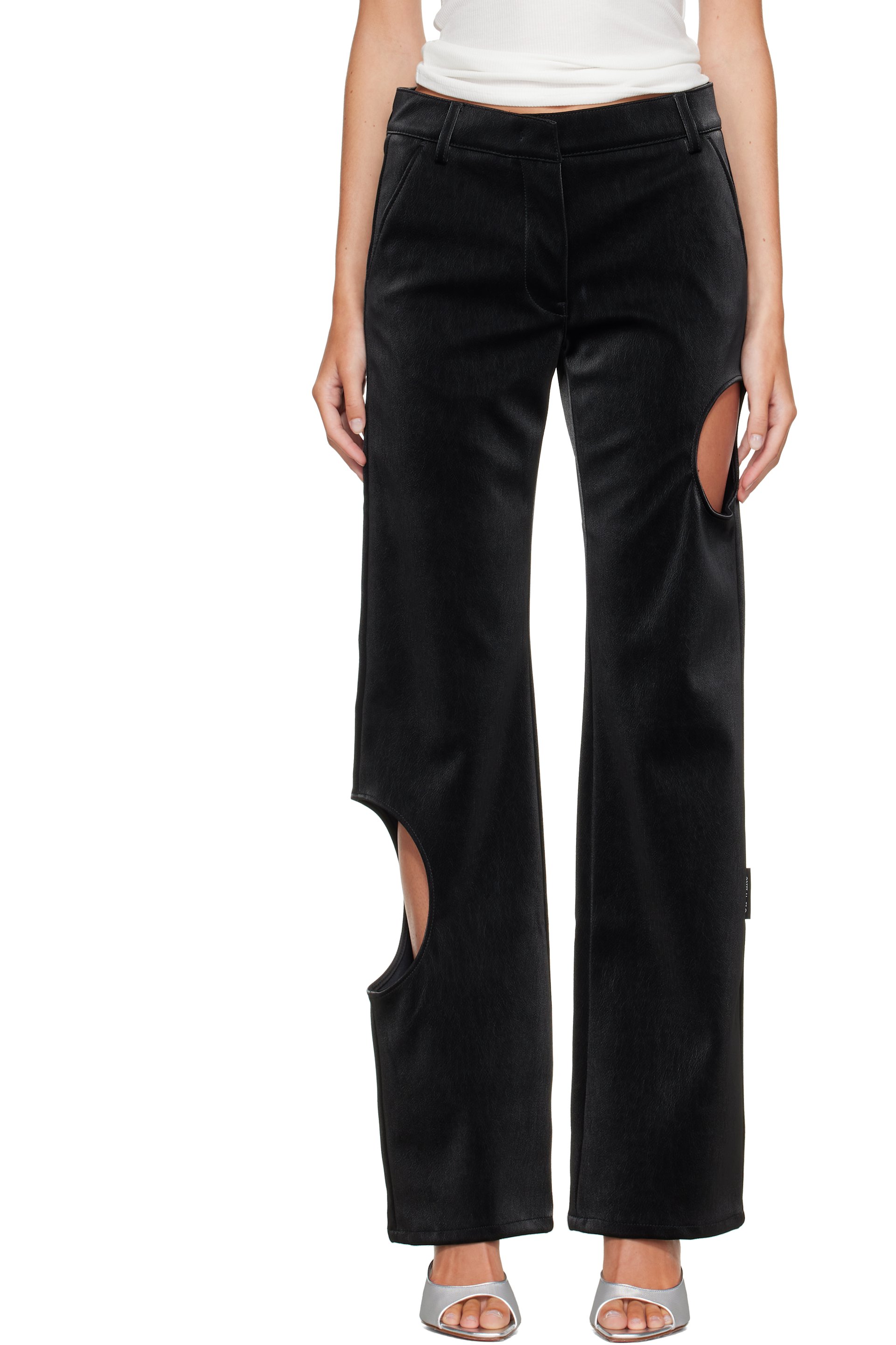 Off-White - Black Velvet Coated Meteor Faux-Leather Pants