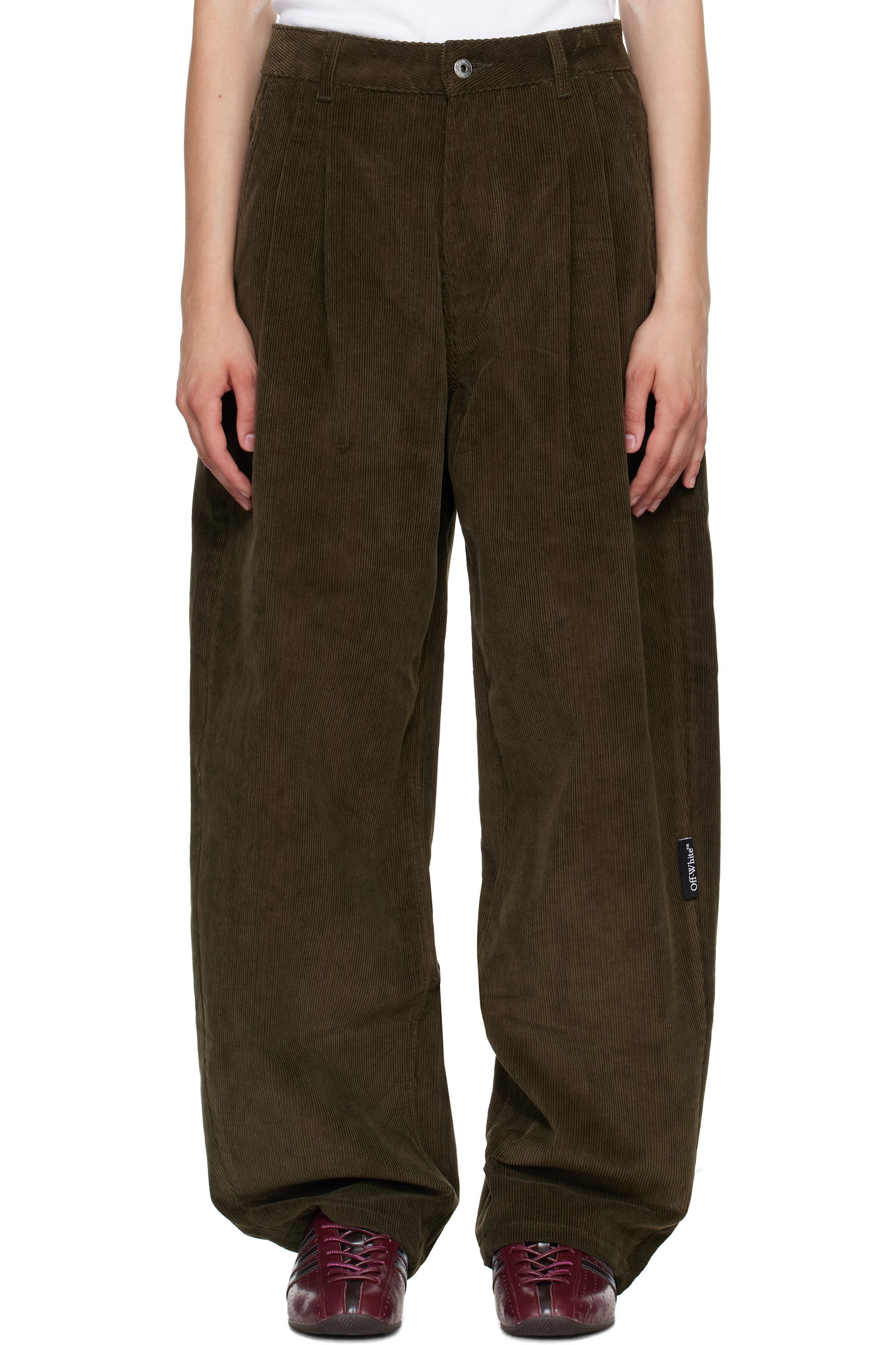 Off-White - Khaki Corduroy Balloon Trousers
