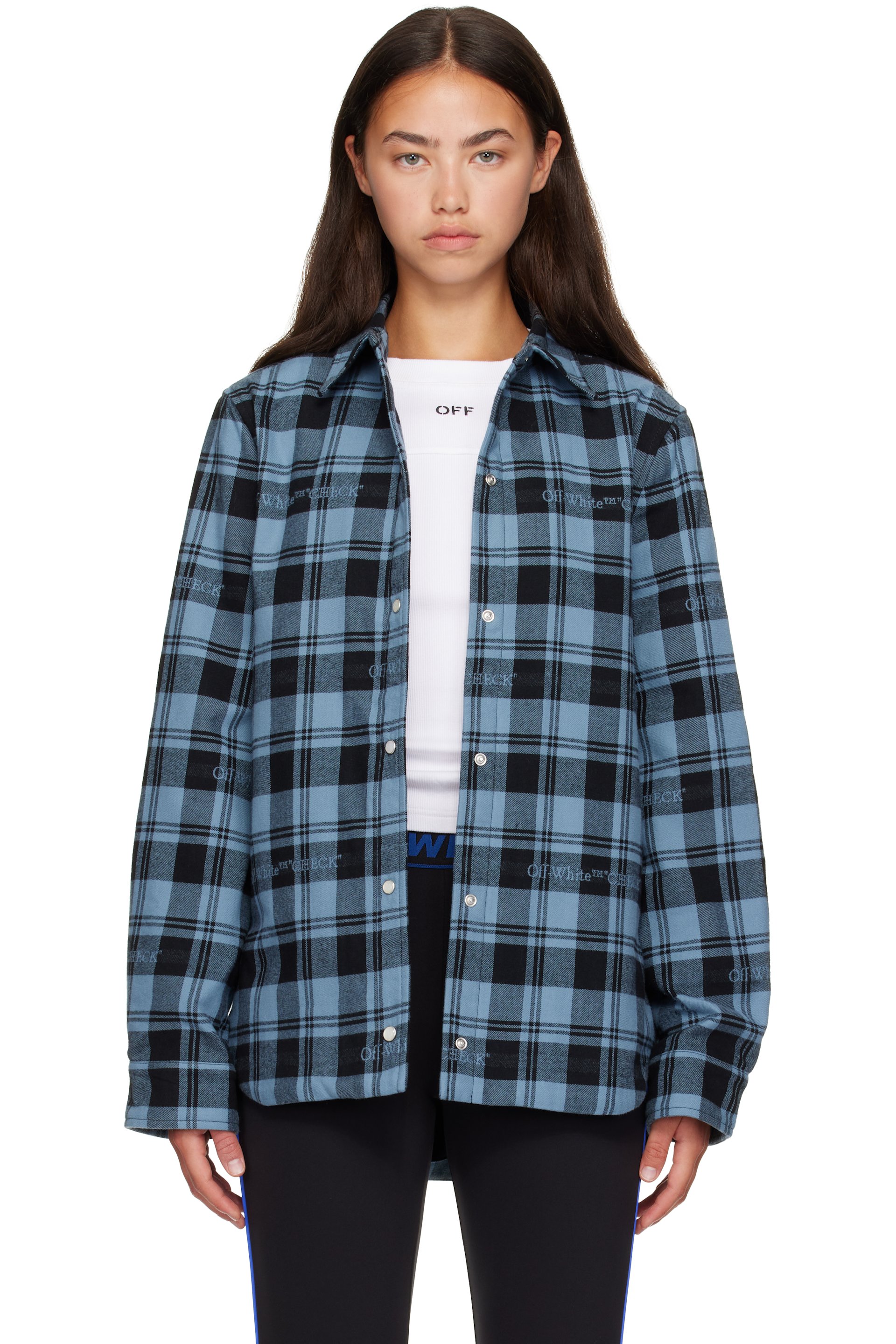 Off-White - 蓝色 Checked Flannel 衬衫
