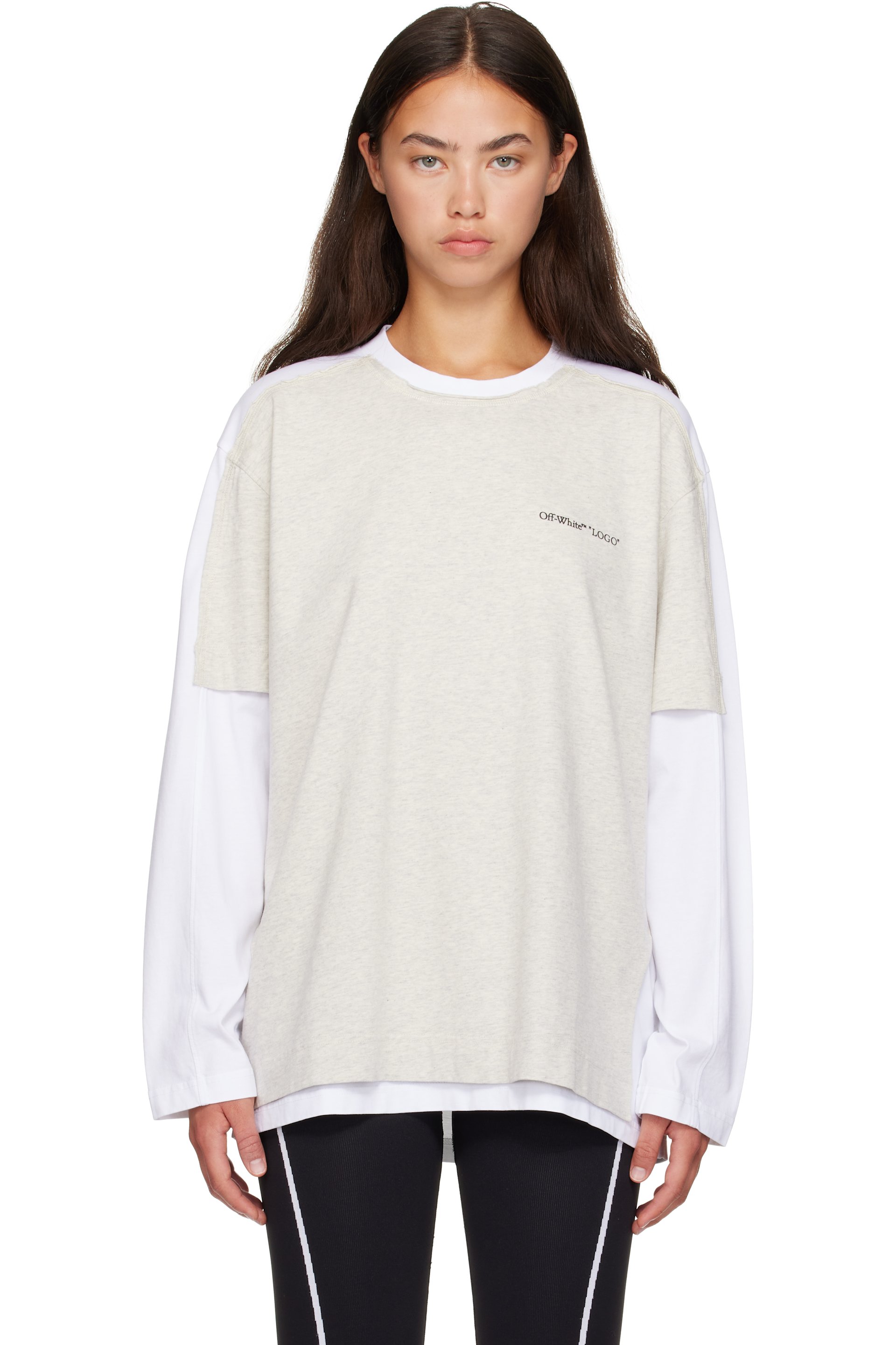Off-White - 白色 Logo Quote Double Layer T 恤
