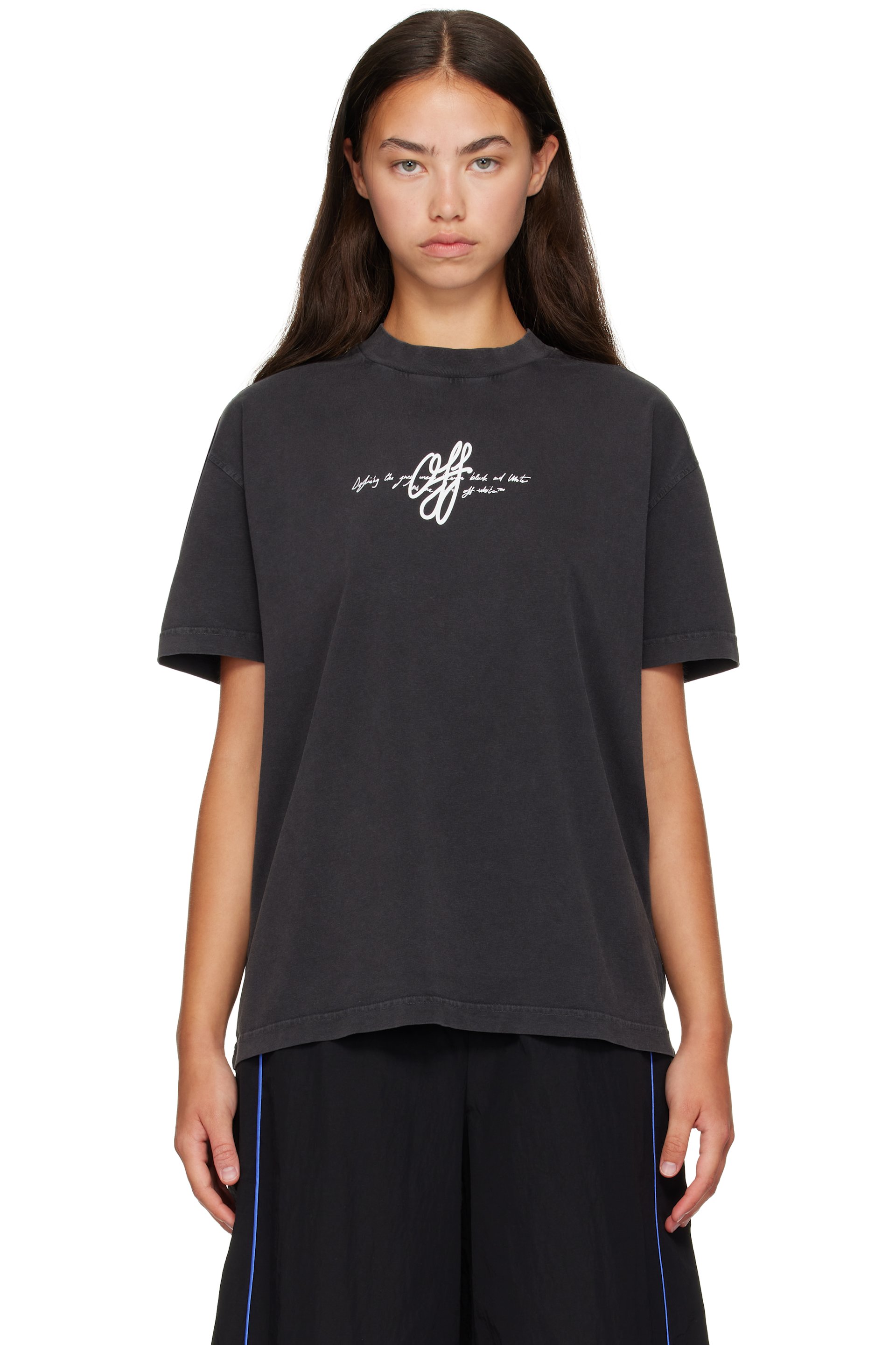 Off-White - 黑色 Off White Stroke T 恤