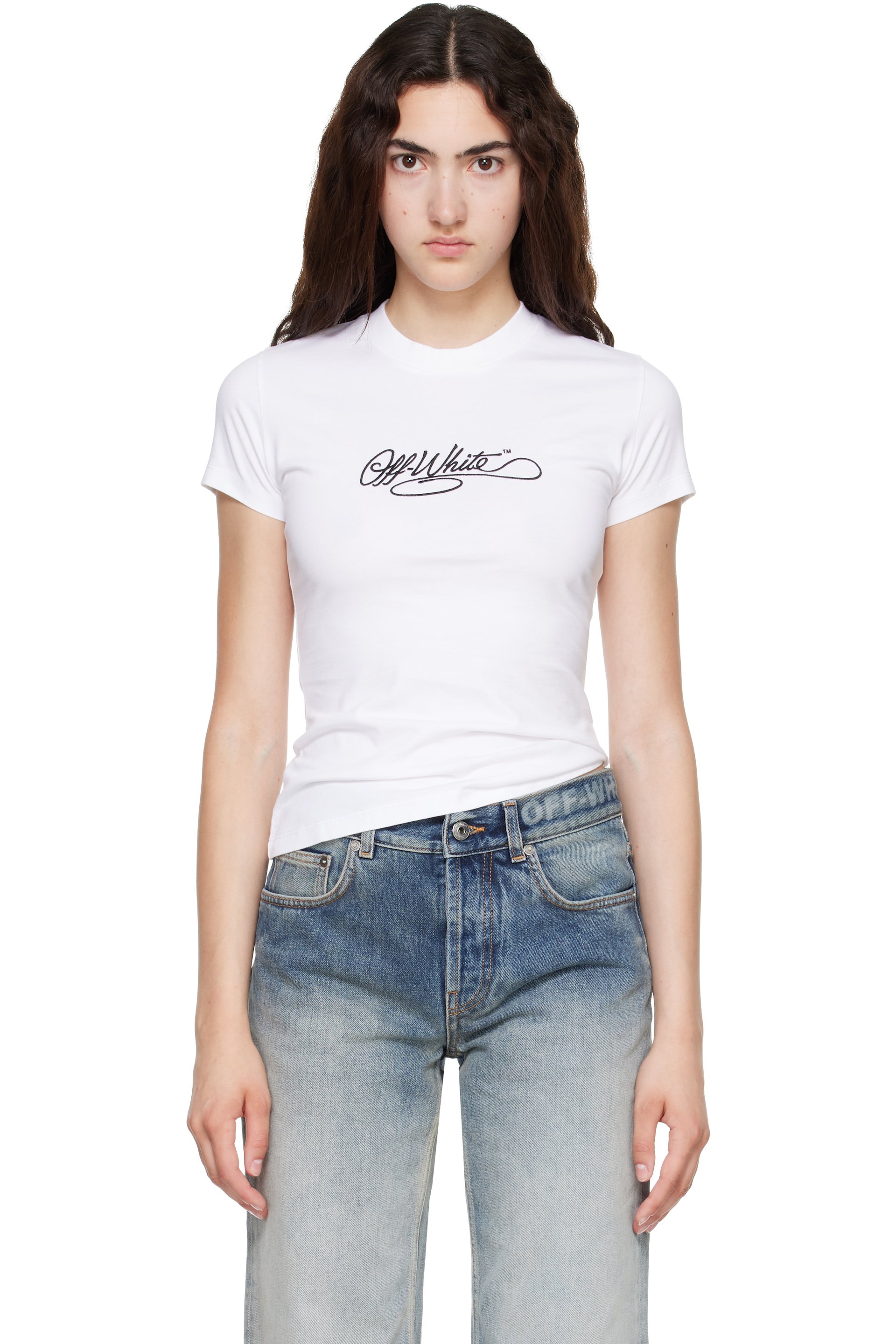 Off-White - White Script Fitted T-shirt