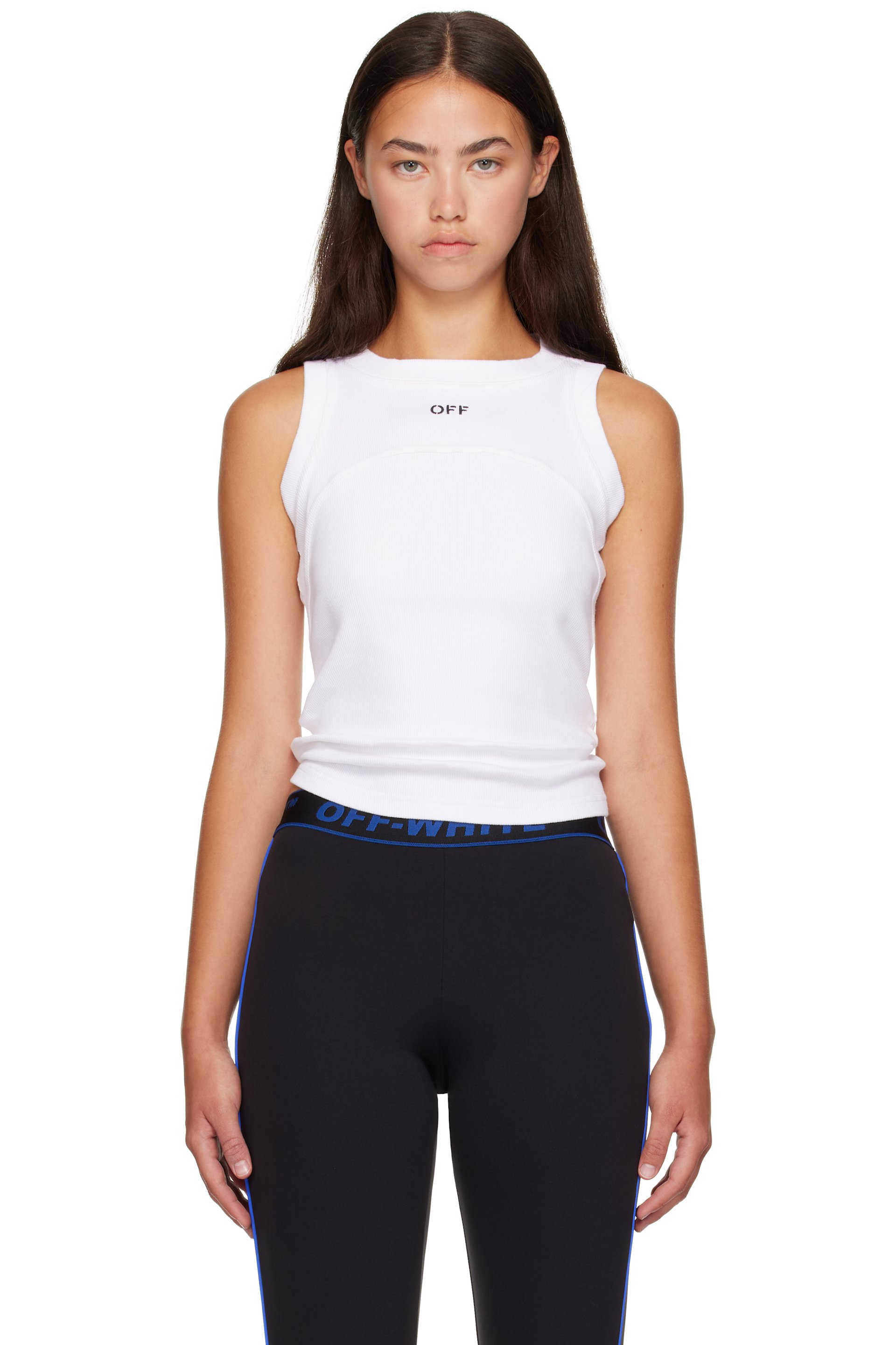 Off-White - White 'Off' Stamp Round Tank Top