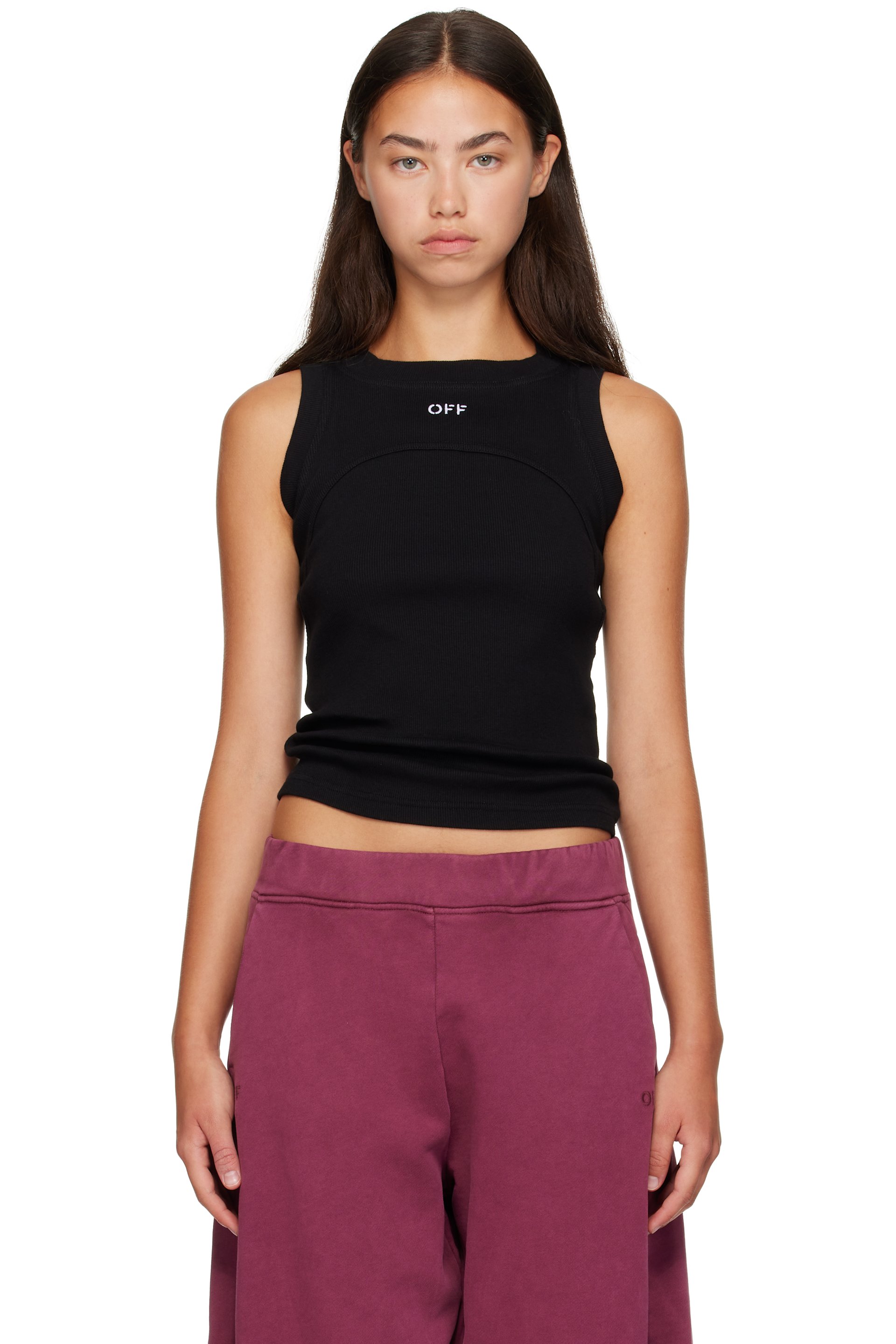 Off-White - Black 'Off' Stamp Round Tank Top