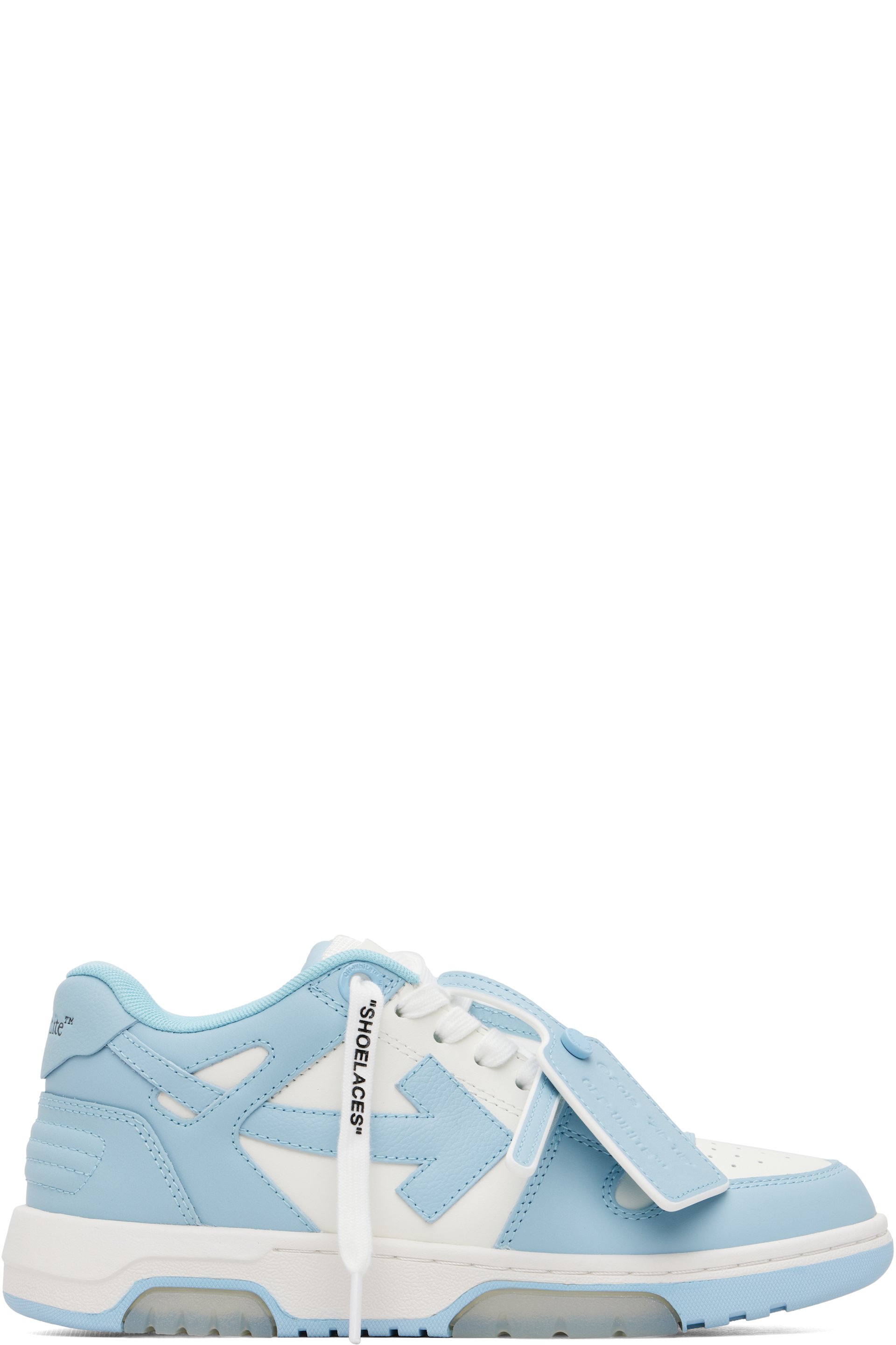 Off-White - White & Blue 'Out Of Office' Calf Leather Sneakers
