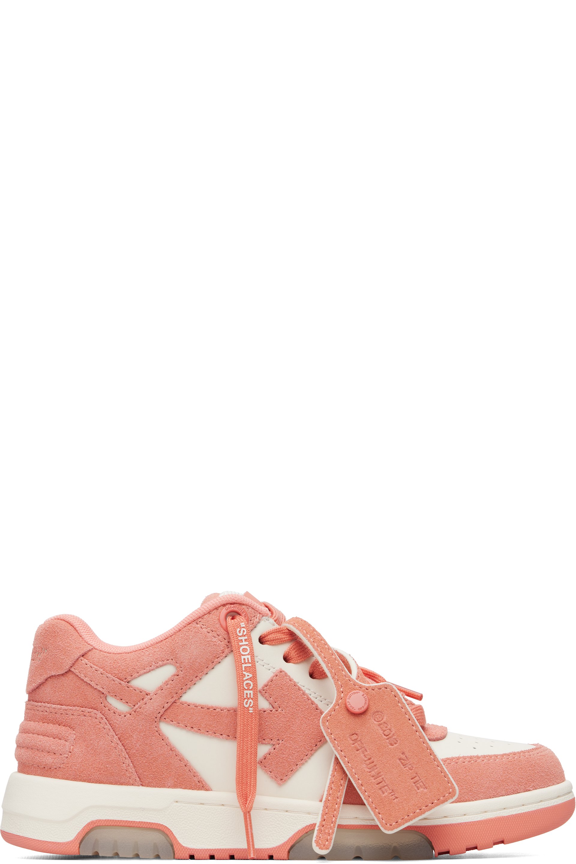 Off-White - White & Pink 'Out Of Office' Sneakers