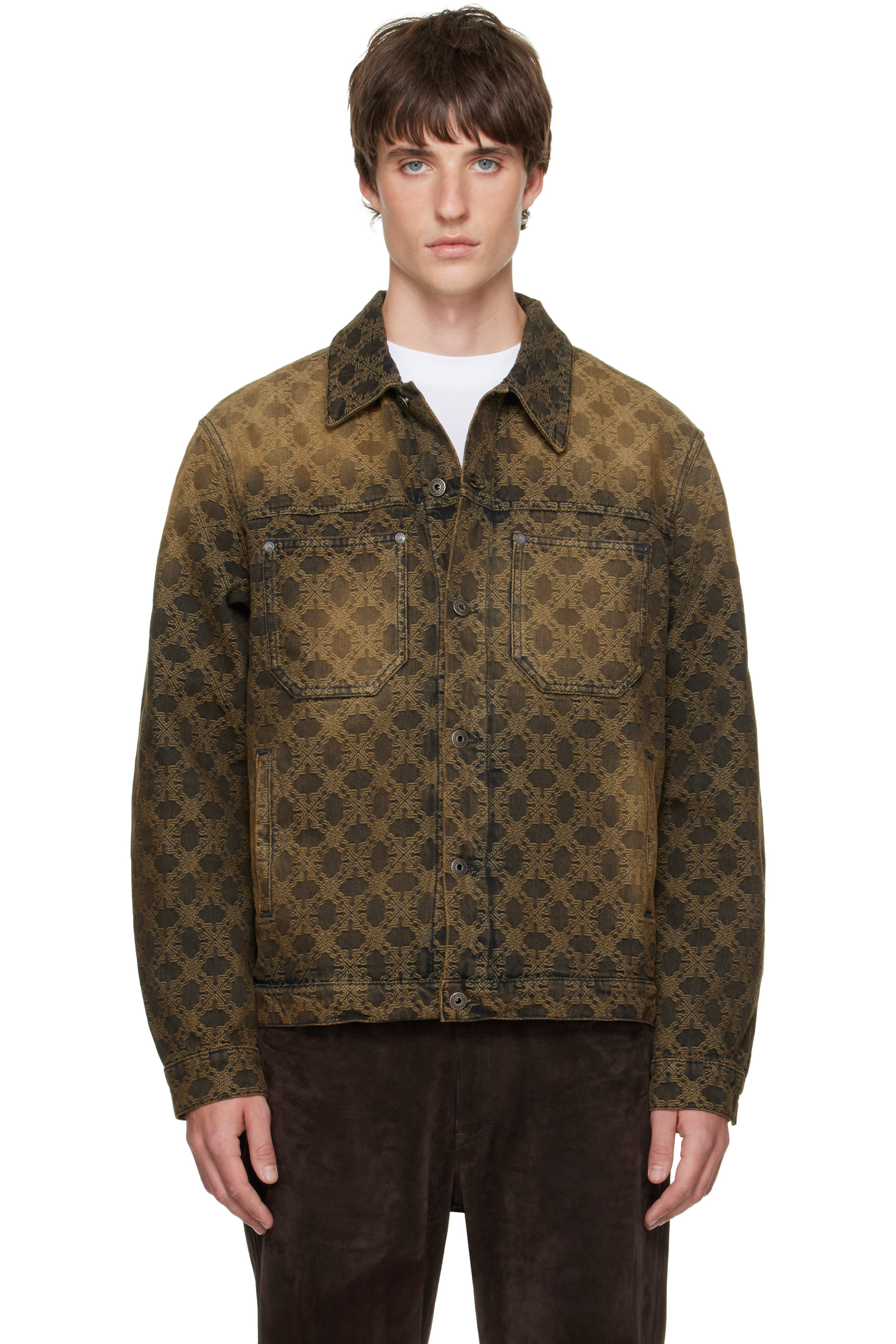 Off-White - Brown Arrow Monogram Skate Denim Jacket