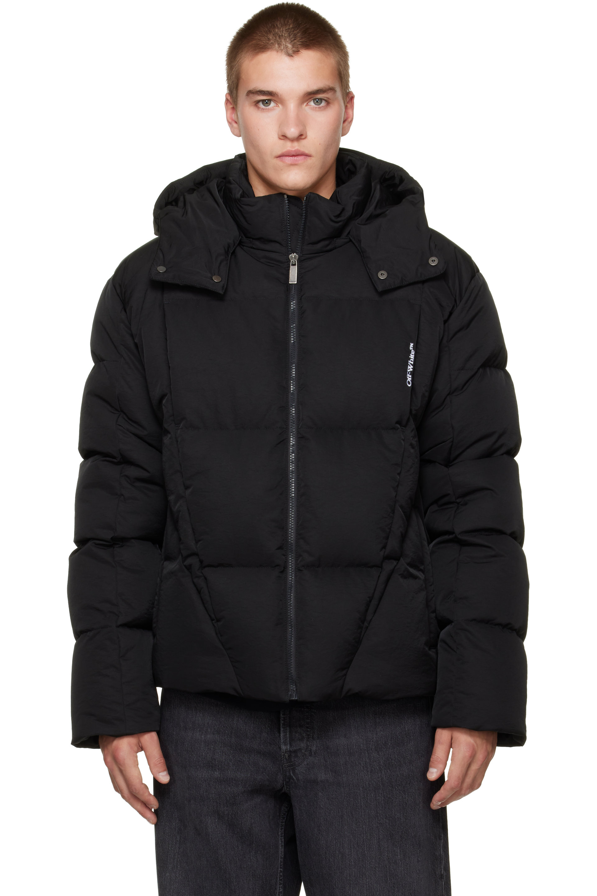Off-White - Blouson matelassé Racing noir en sergé de nylon à logo Bookish