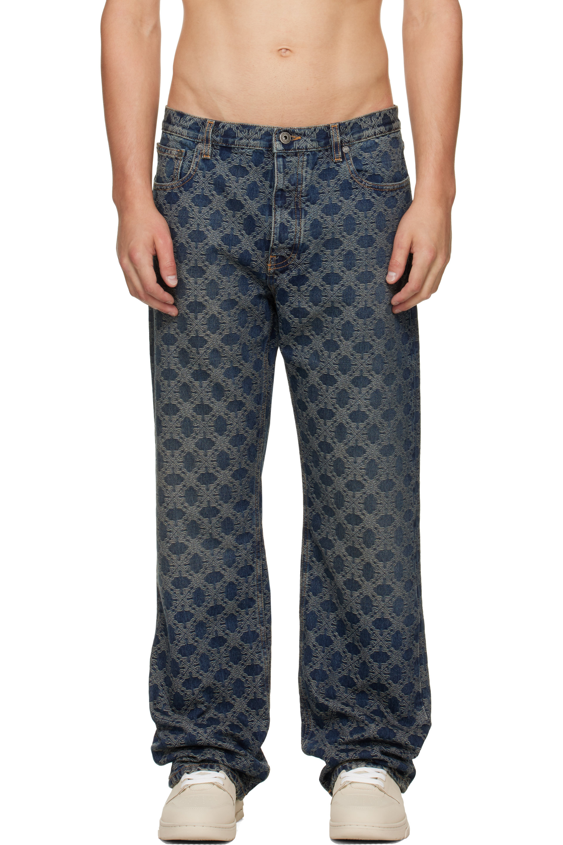 Off-White - Blue Arrow Monogram Slim Relax Jeans