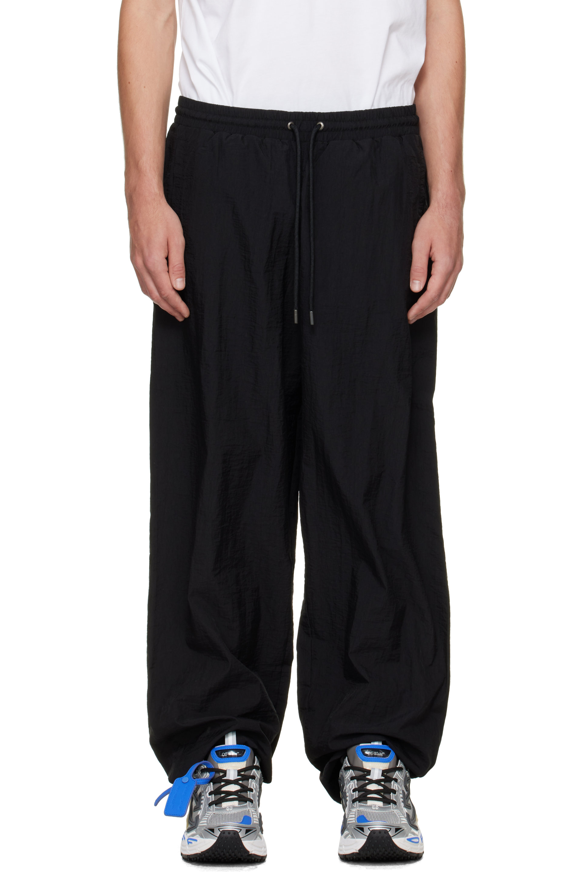 Off-White - Black Glossy Arrow Nylon Relax Track Pants