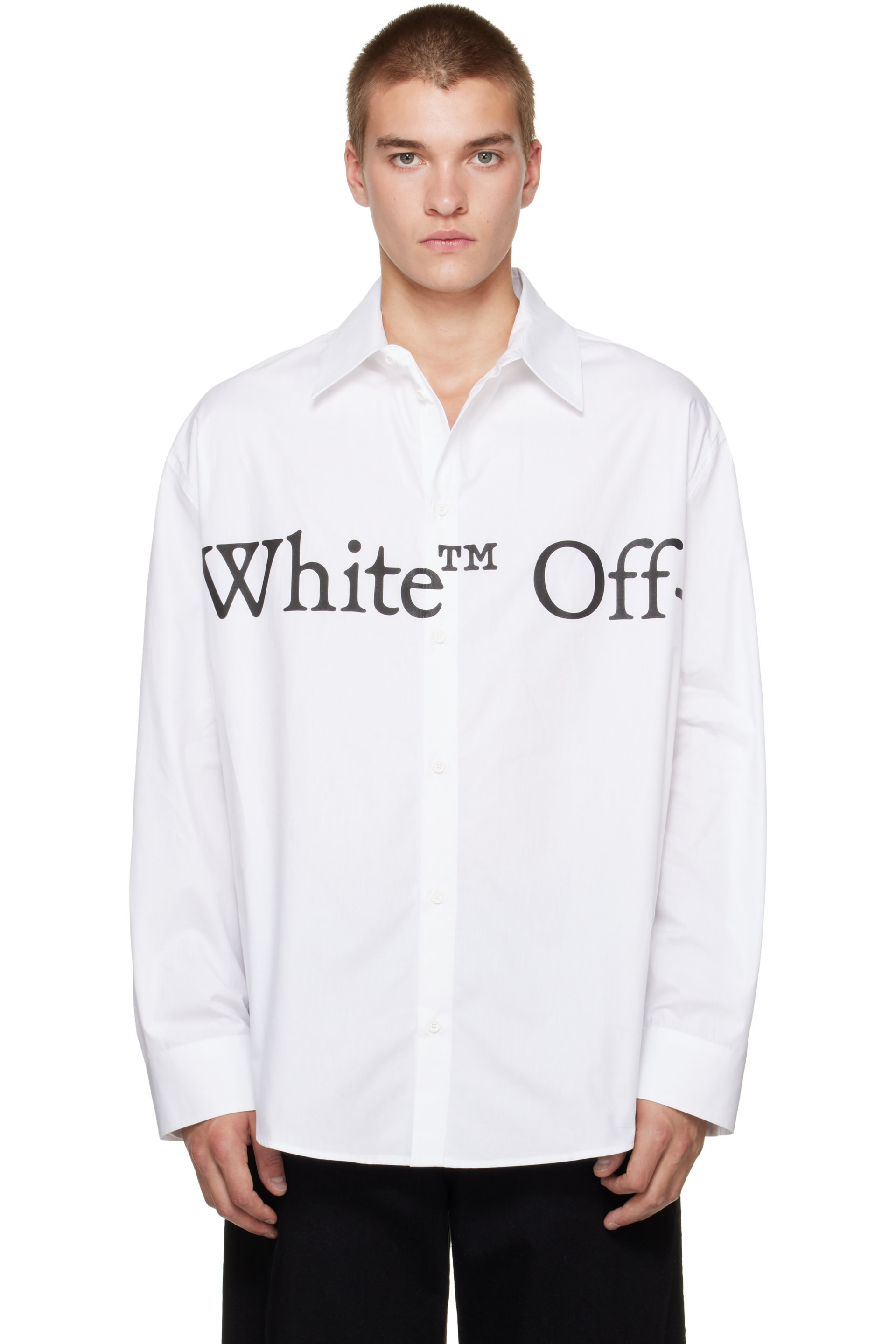 Off-White - White Bookish Scarf Poplin Overshirt