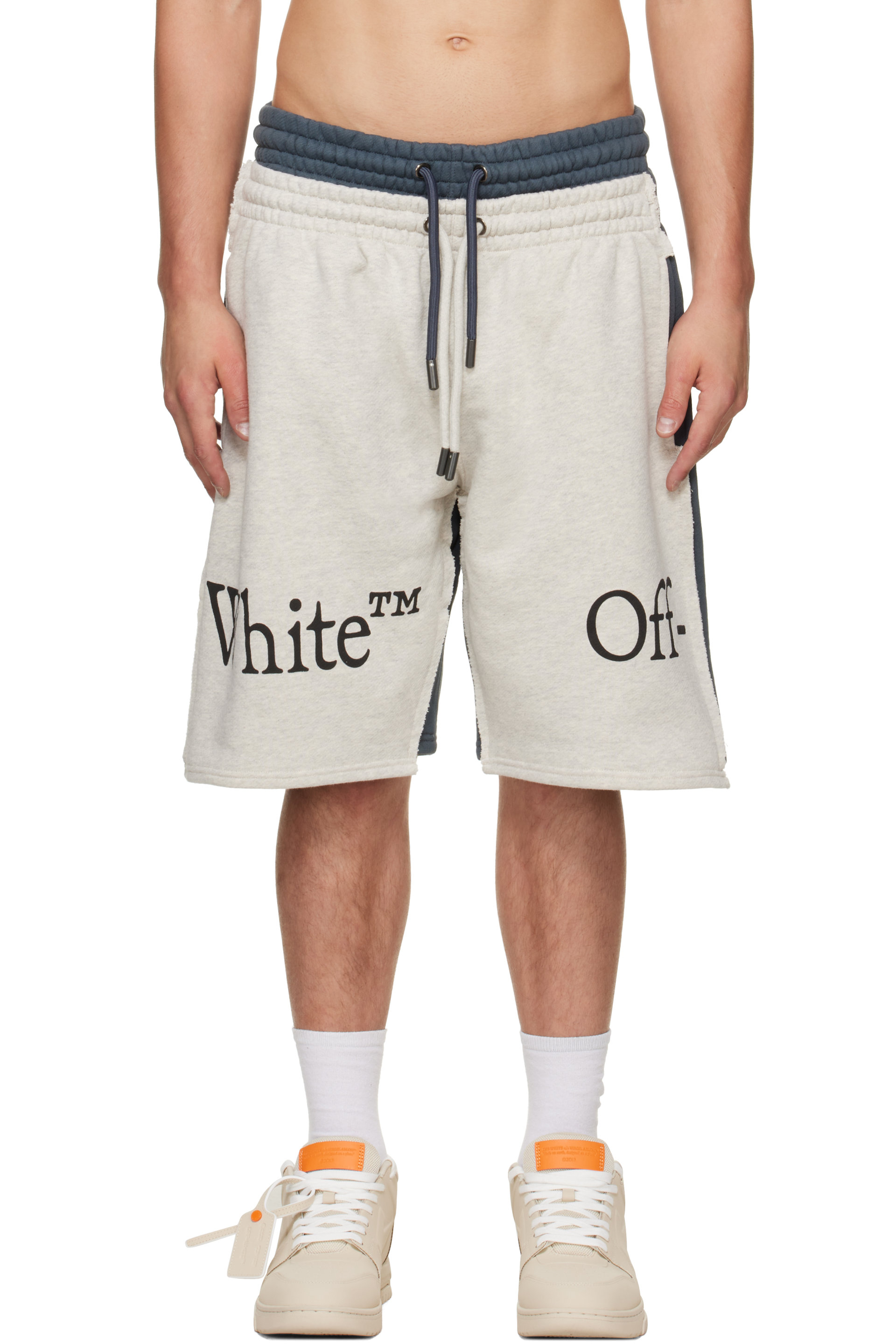 Off-White - Gray & Blue Bookish Scarf Skate Sweat Shorts