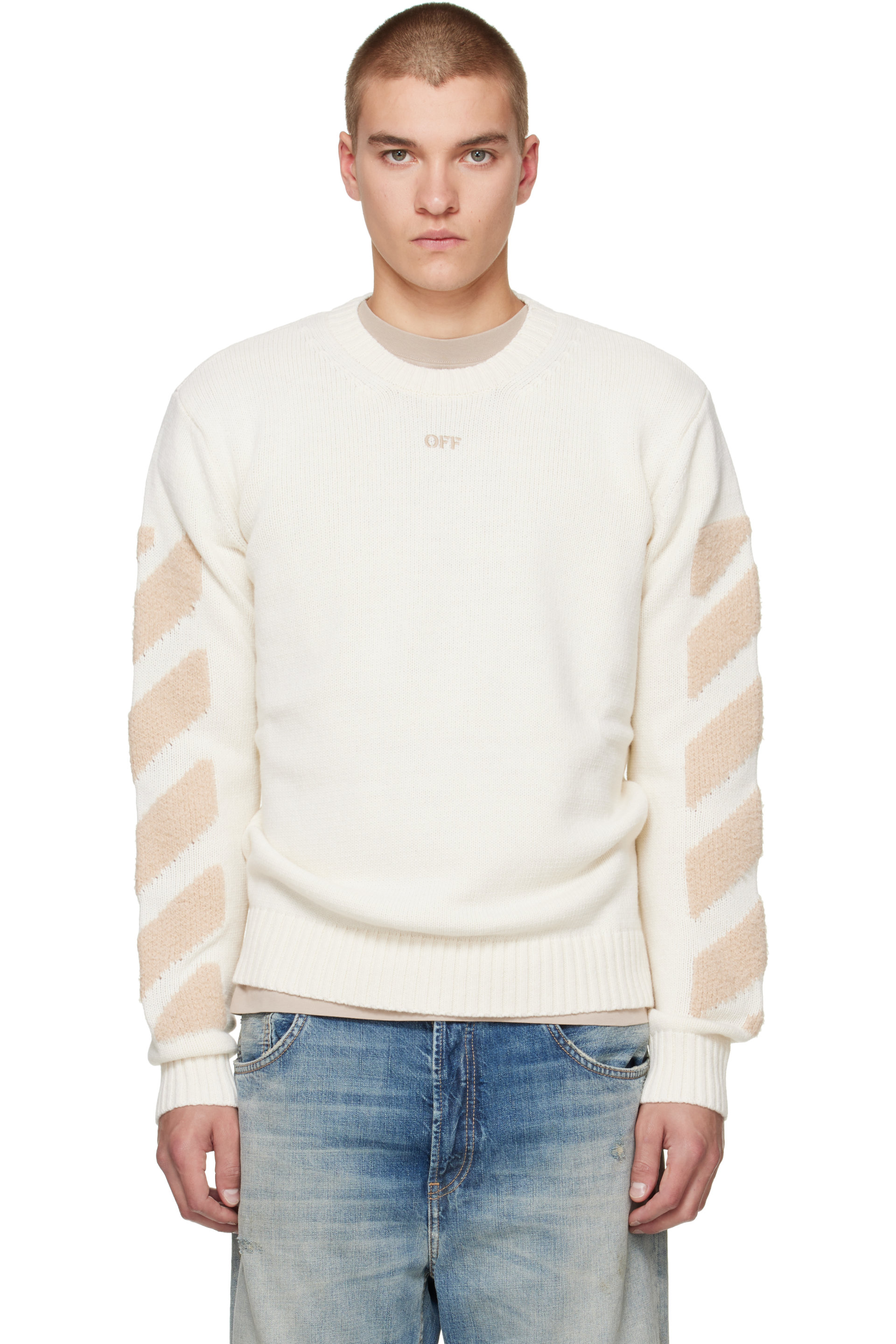 Off-White - オフホワイト Diagonals ファジーニット クルーネックセーター