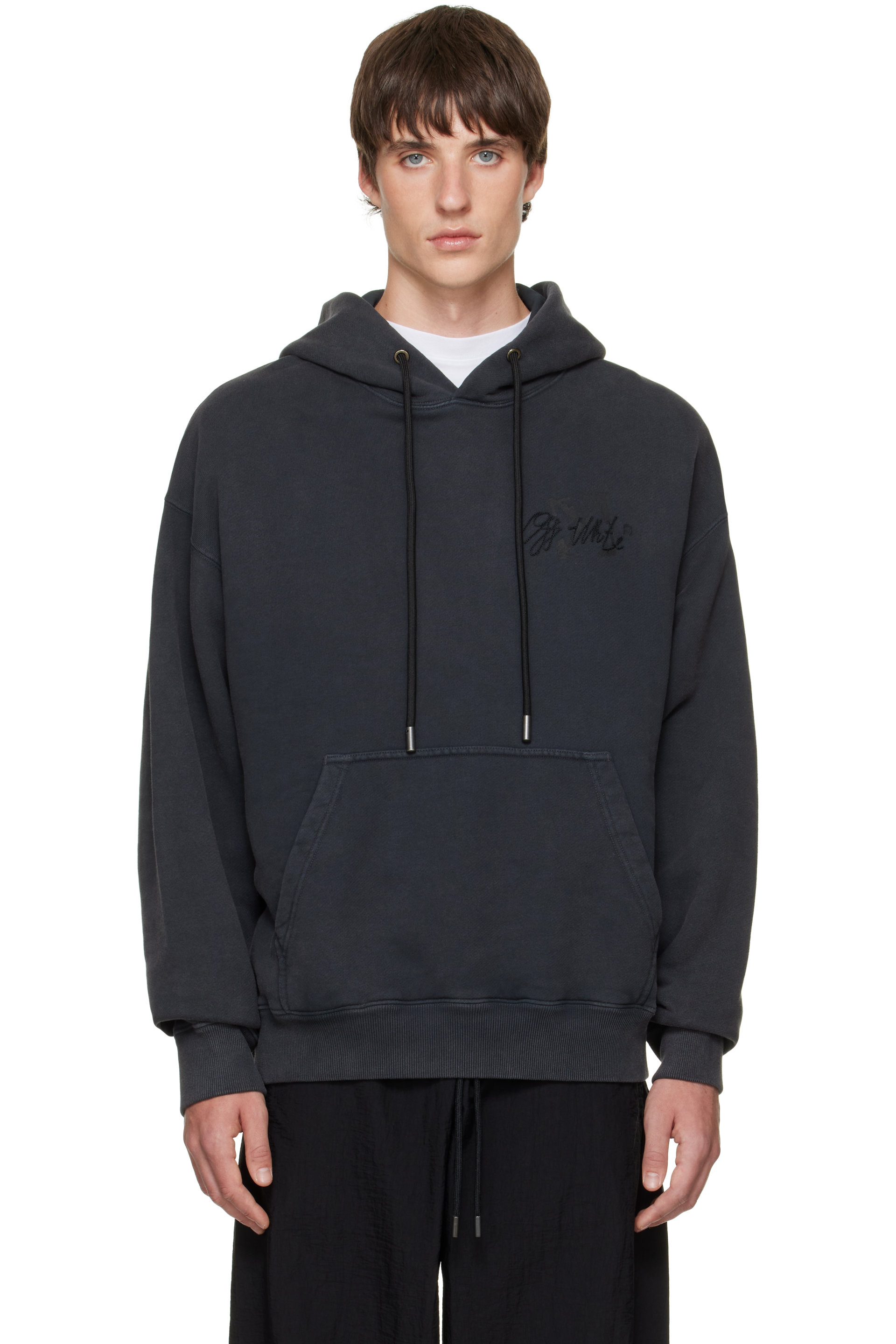 Off-White - Pull à capuche noir de planchiste à imprimés
